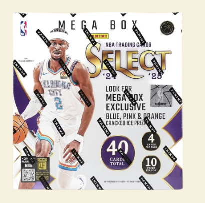 2024-25 Panini Select Basketball Mega Box (Blue,Pink,Orange Cracked Ice)