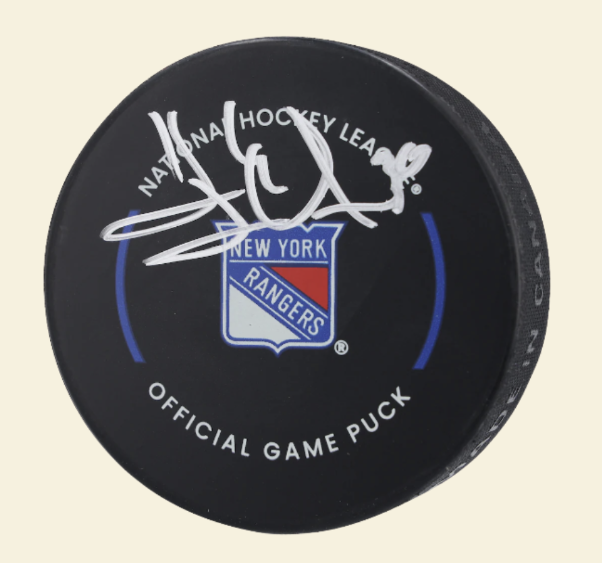 Henrik Lundqvist New York Rangers Autographed Team Logo Hockey Puck