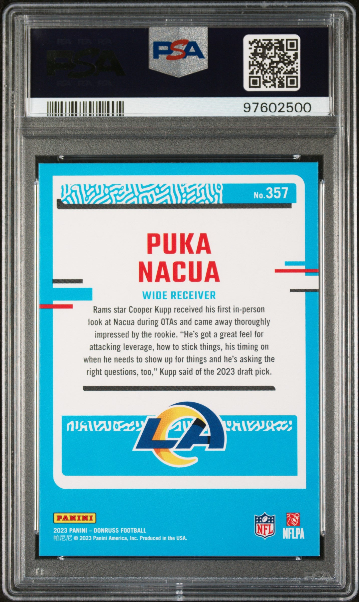 2023 Panini Donruss Puka Nacua #357 PSA 8