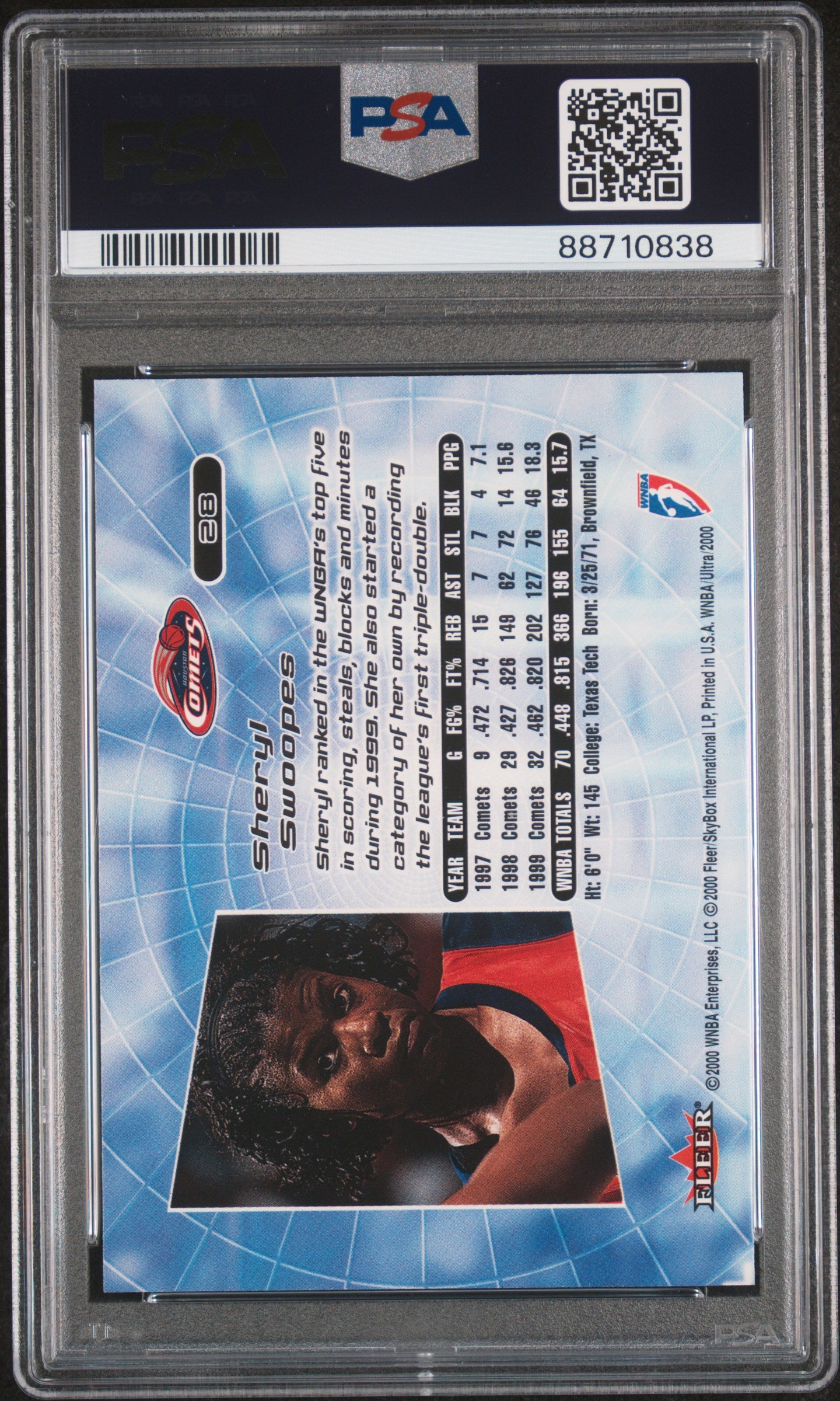 2000 Ultra Wnba #28 Sheryl Swoopes Hof PSA 10