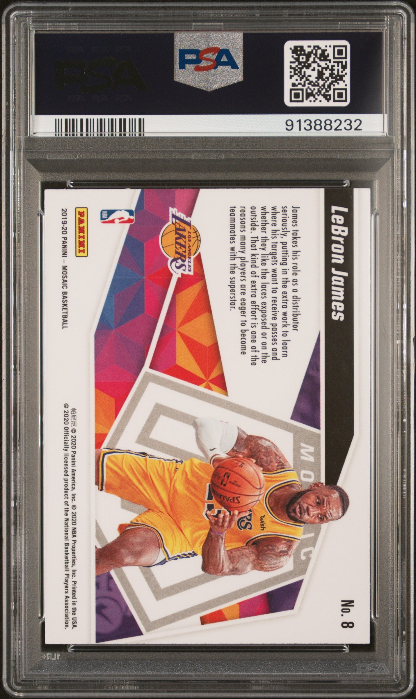 2019 Panini Mosaic Give and Go #8 Lebron James Lakers PSA 10 ***