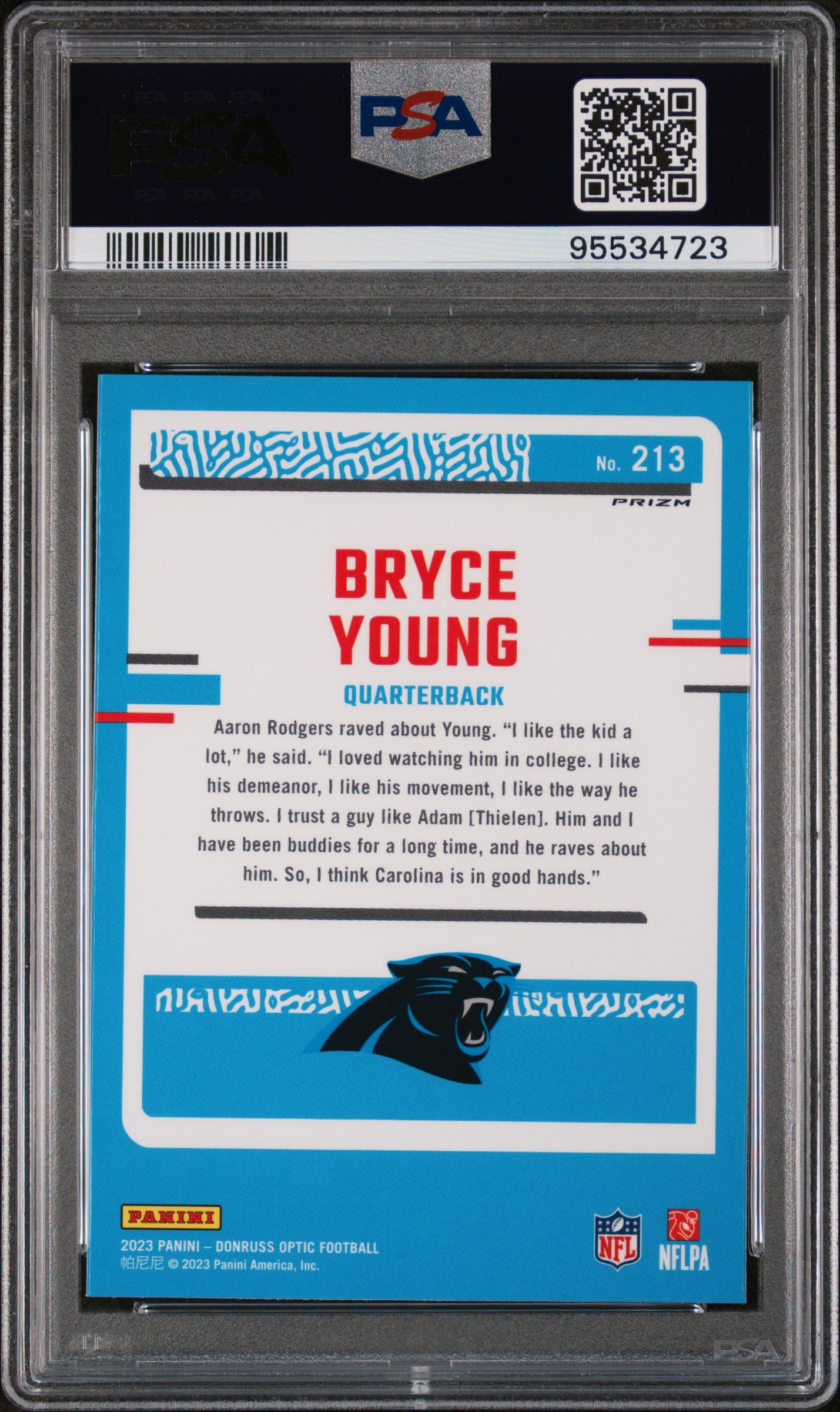 2023 Panini Donruss Optic Bryce Young #213 Pink PSA 9