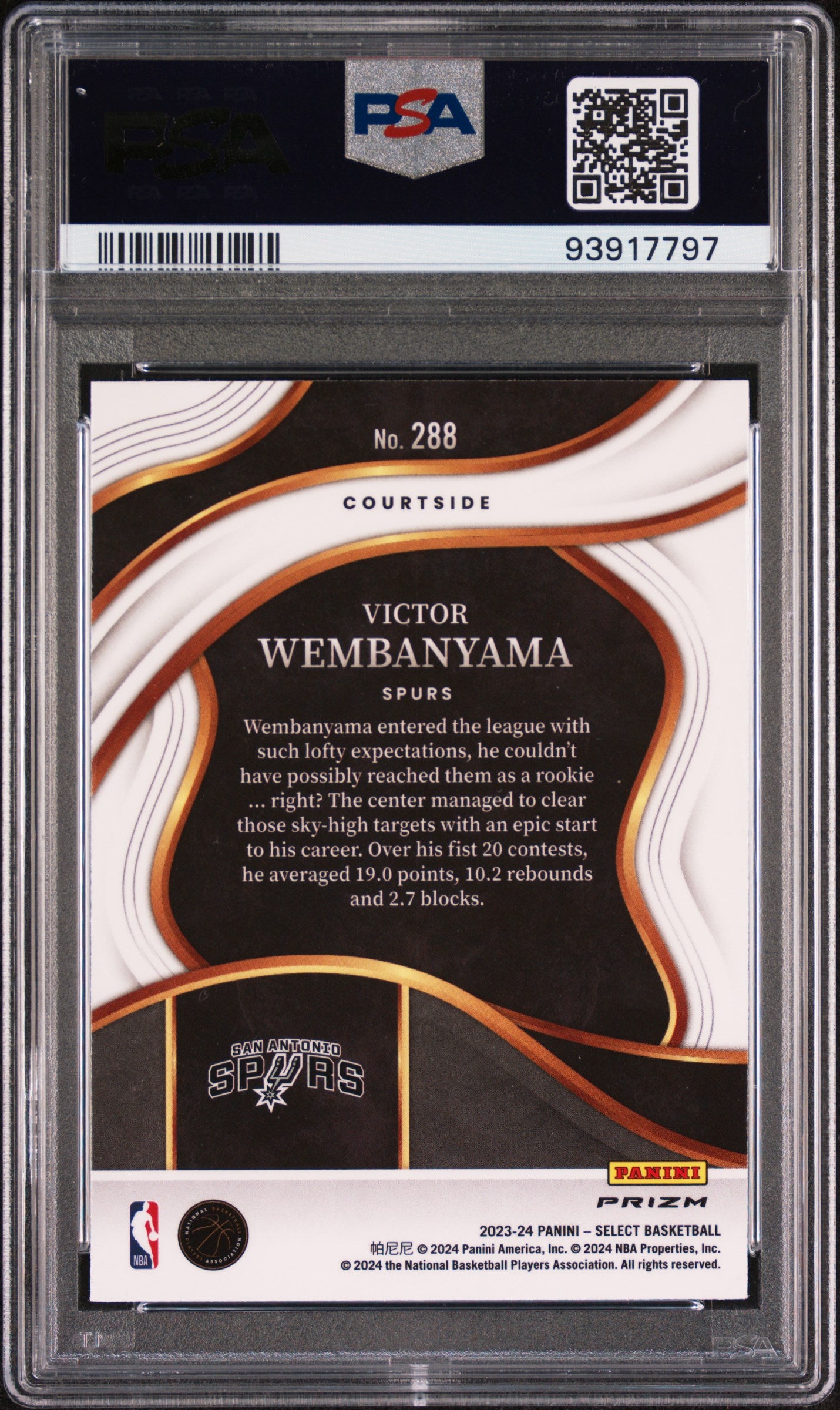 2023 Panini Select Victor Wembanyama #288 Elephant Prizm PSA 9