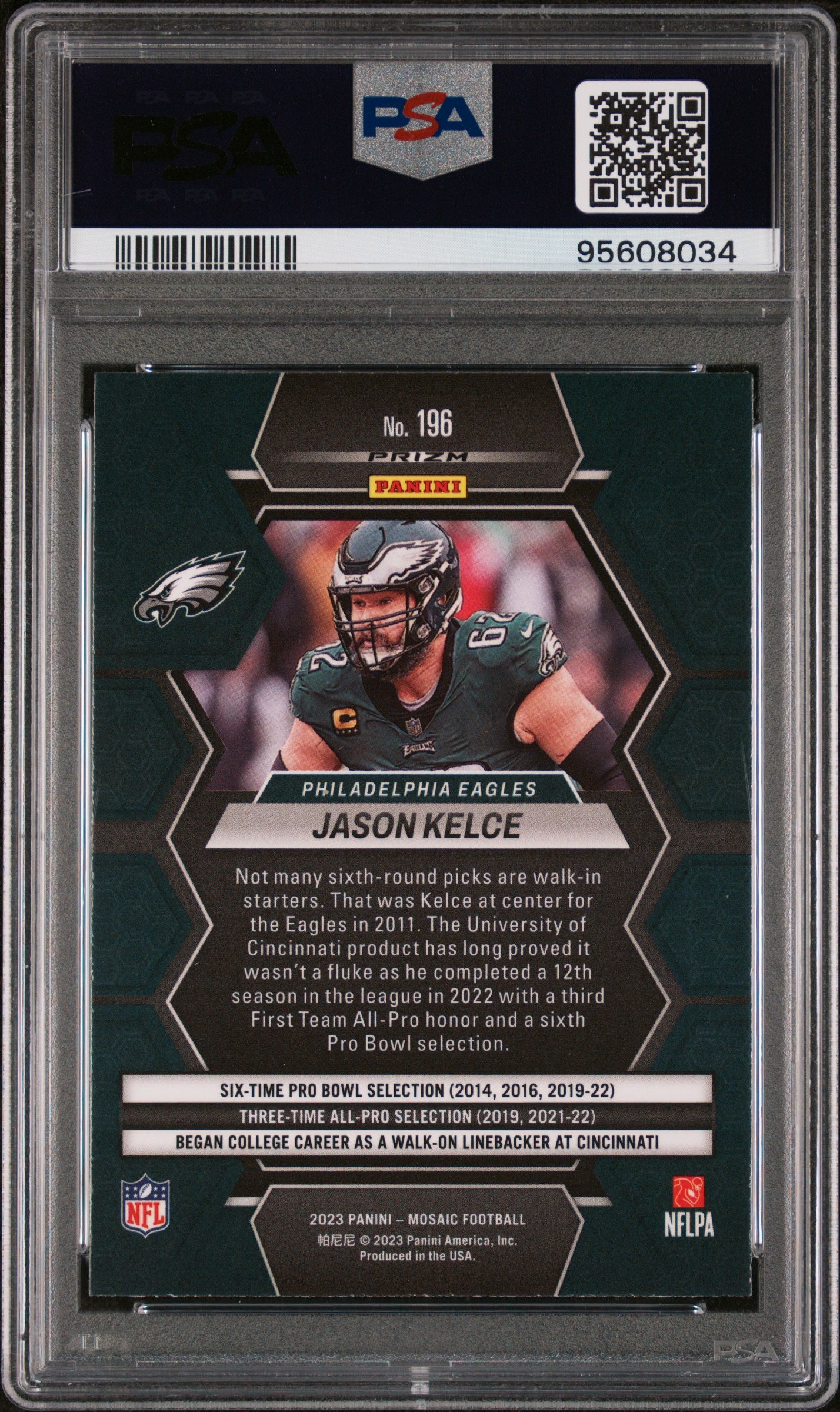 2023 Panini Mosaic Jason Kelce #196 Green PSA 10