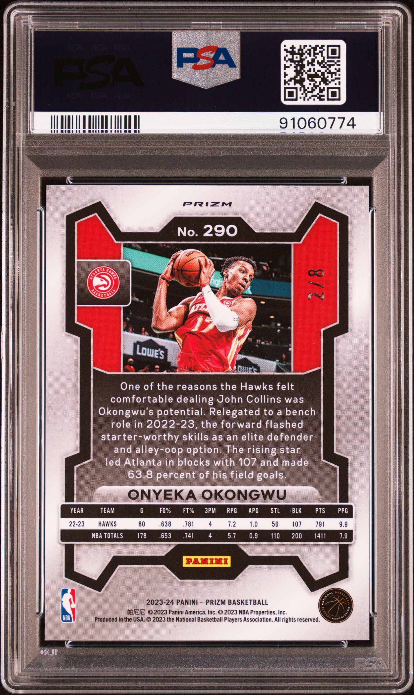 2023 Panini Prizm Onyeka Okongwu #290 Green Choice PSA 10