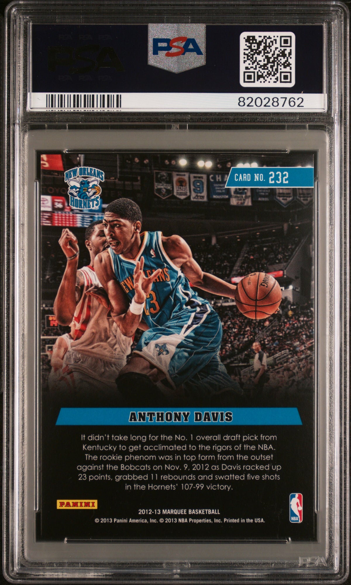 2012 Panini Marquee Basketball Anthony Davis #232 PSA 9