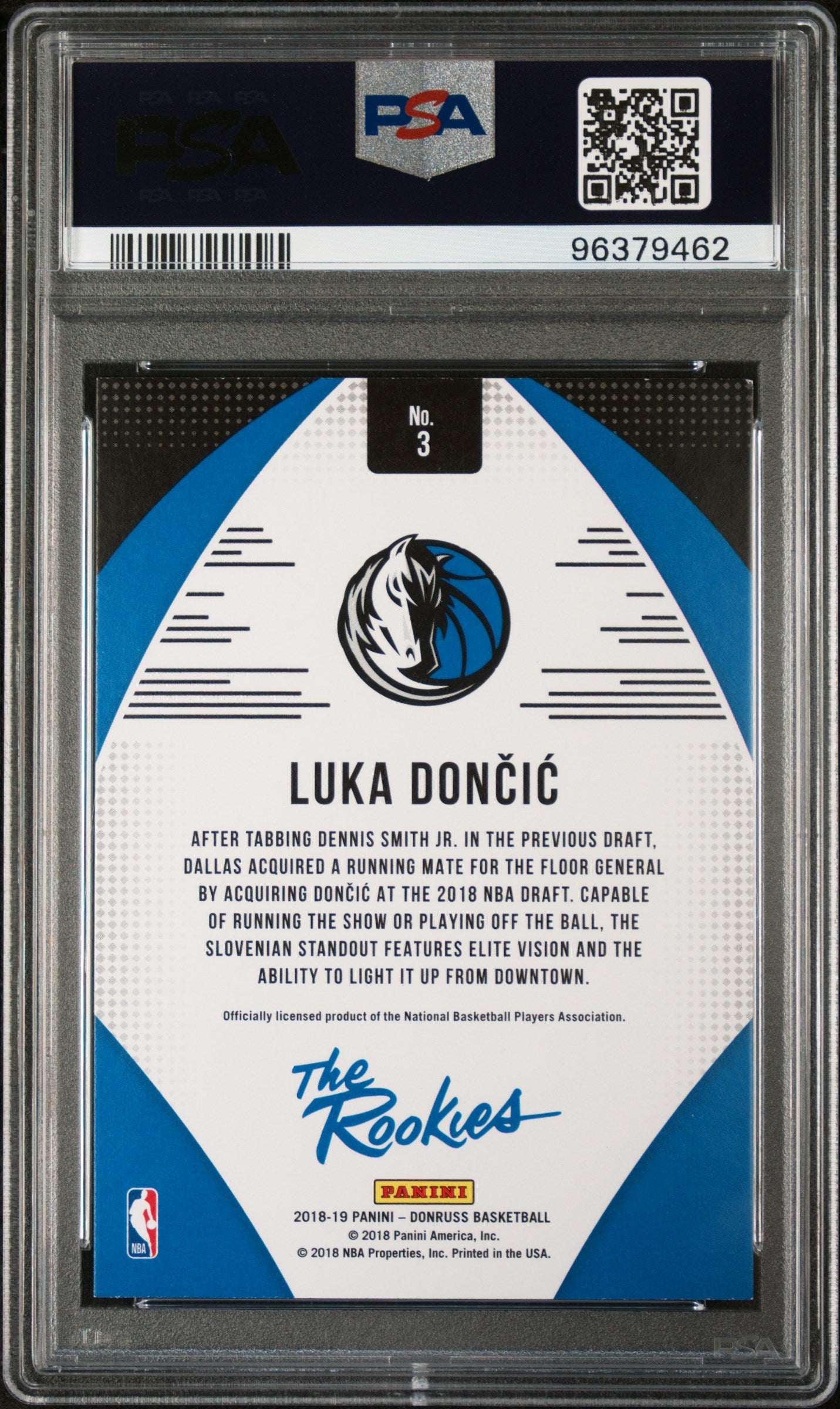 2018 Panini Donruss The Rookies Luka Doncic #3 The Rookies PSA 9