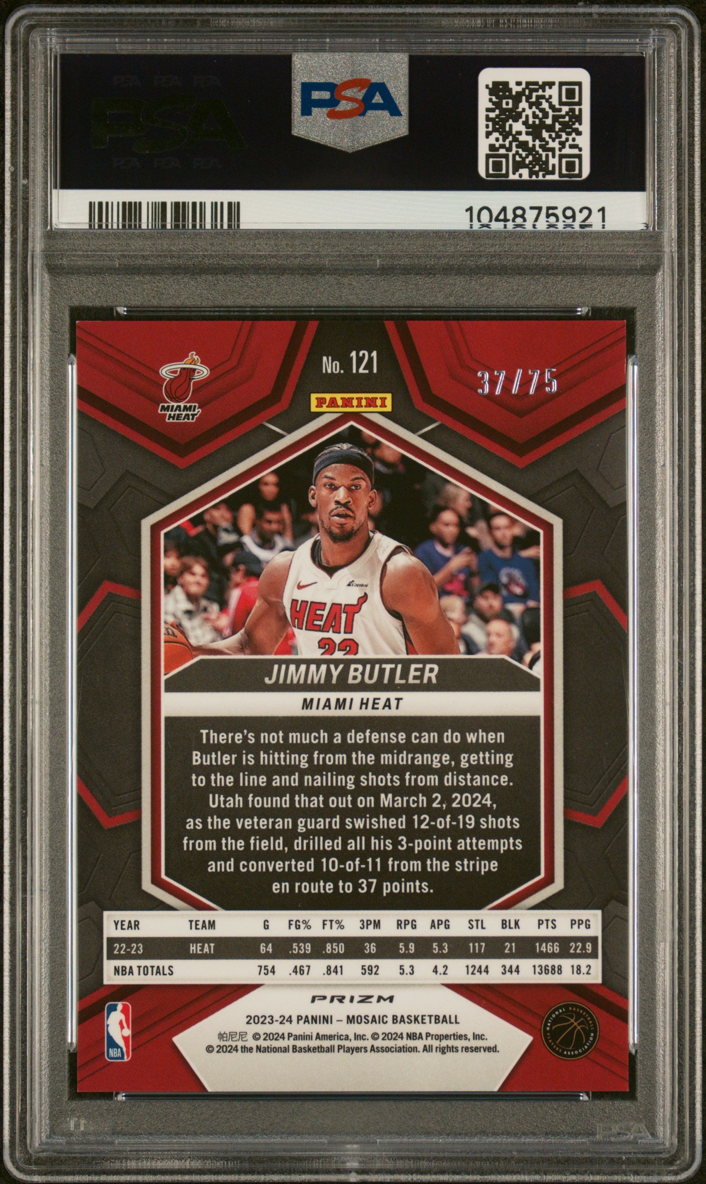2023 Panini Mosaic Jimmy Butler #121 Fusion Red & Yellow Choice PSA 9