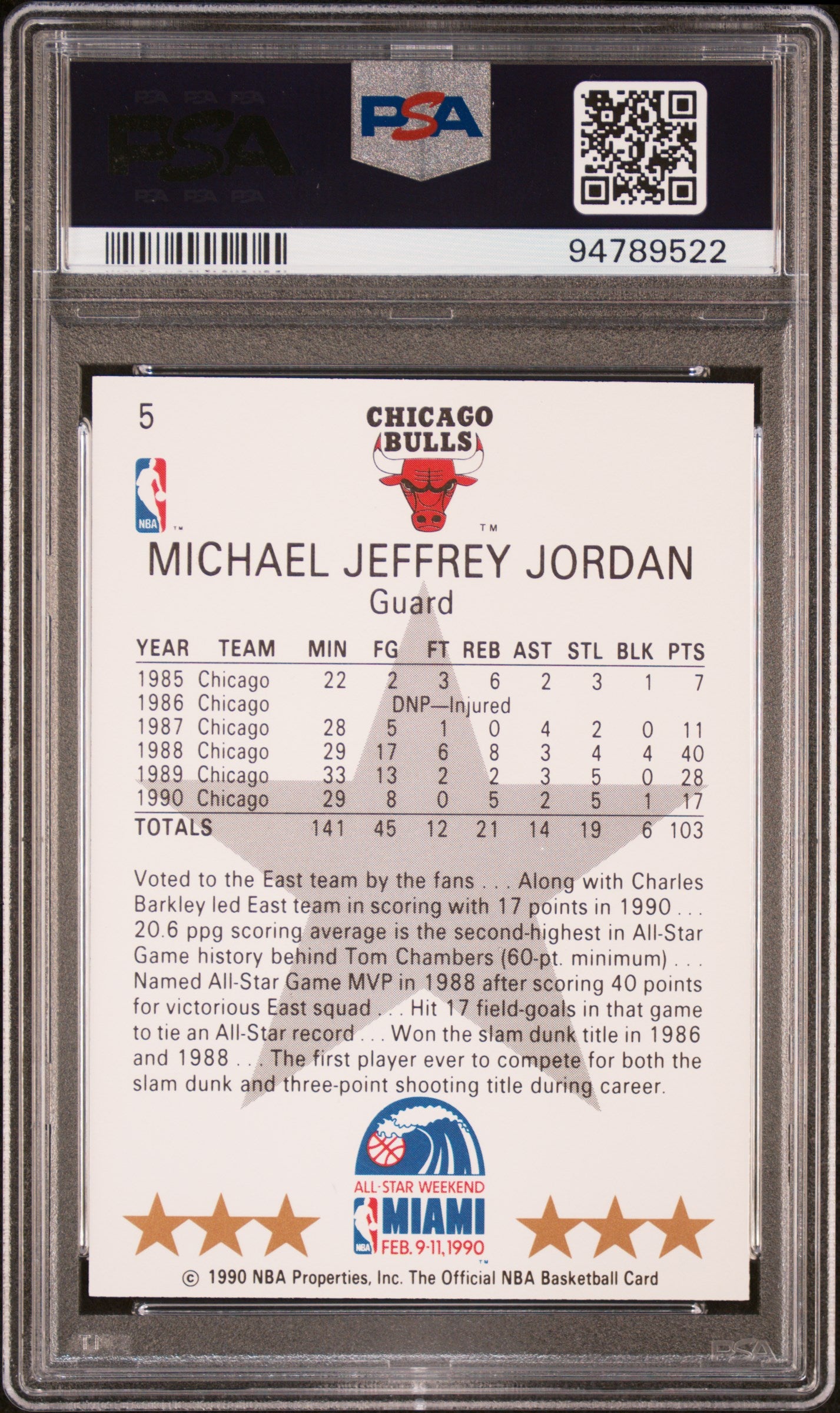 1990 Hoops Michael Jordan #5 All Star PSA 10