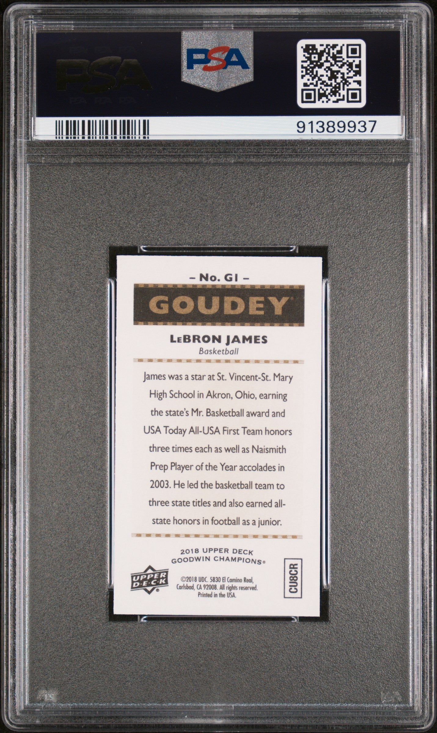 2018 UD Goodwin Champions Goudey Mini #G1 Lebron James Pop 5 PSA 10 ***