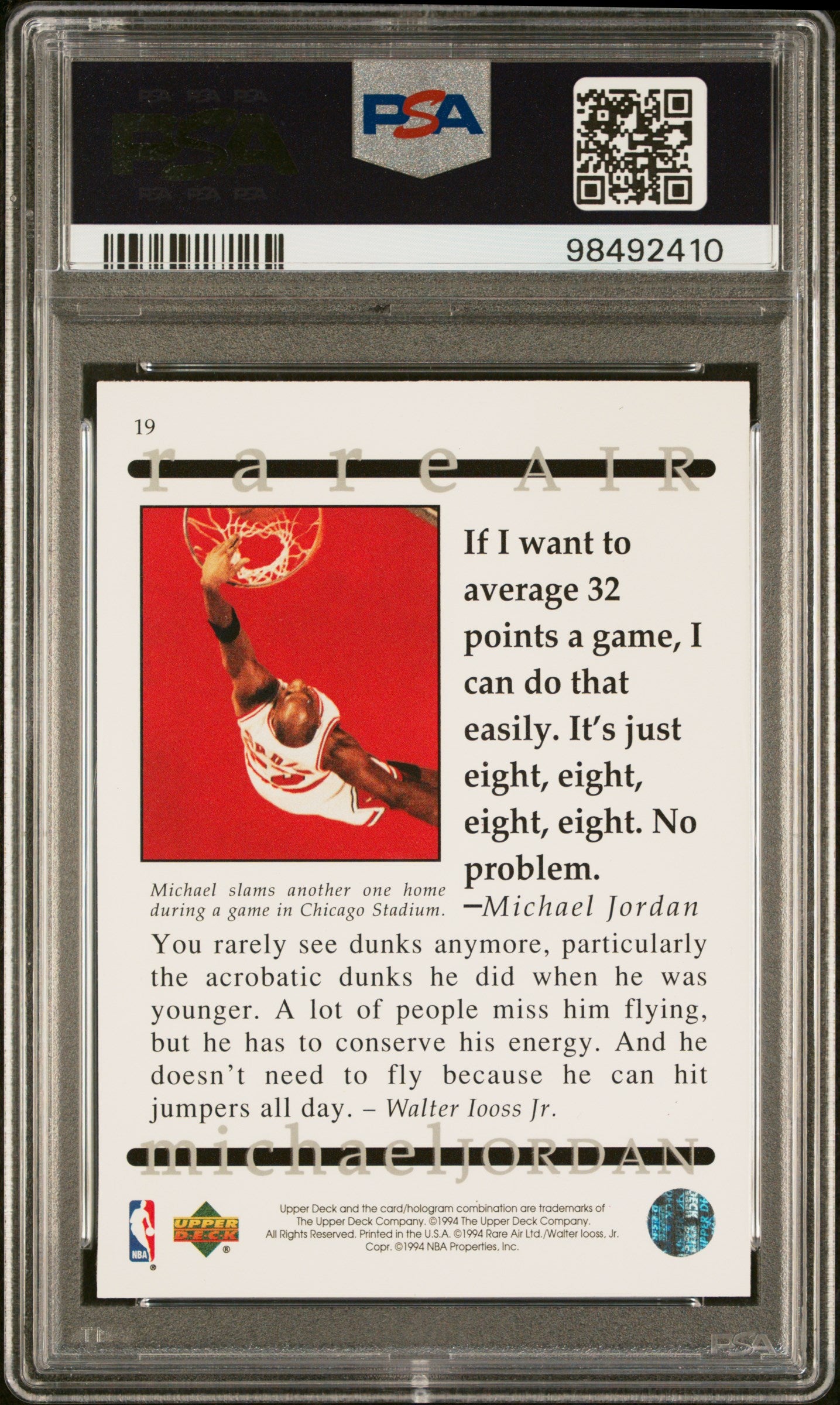 1994 Upper Deck MJ Rare Air Michael Jordan #19 PSA 8