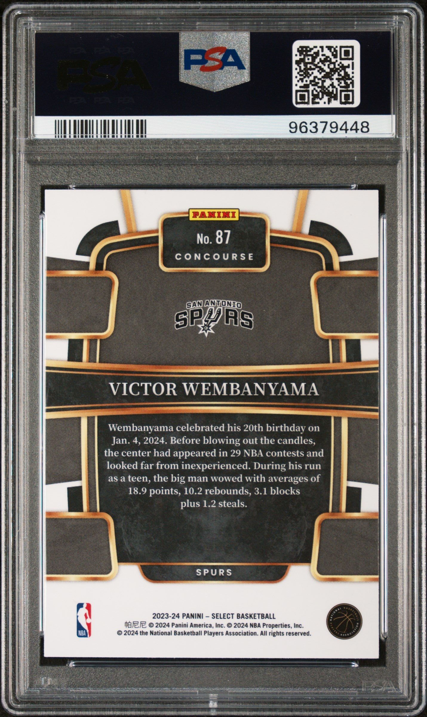 2023 Panini Select Victor Wembanyama #87 PSA 10