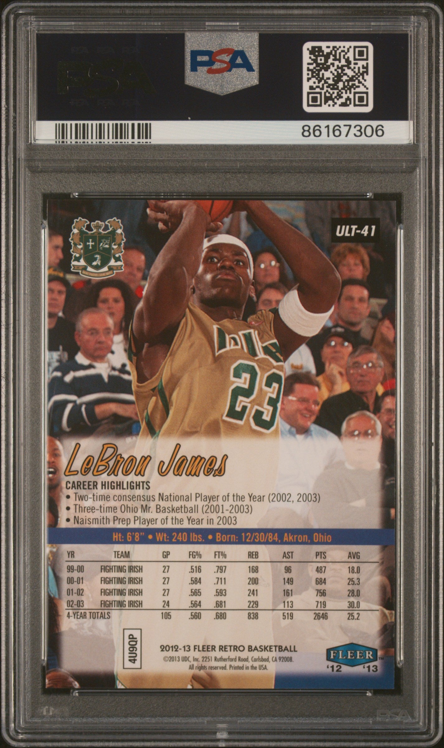 2012 Fleer Retro Ultra #41 Lebron James PSA 10 ***