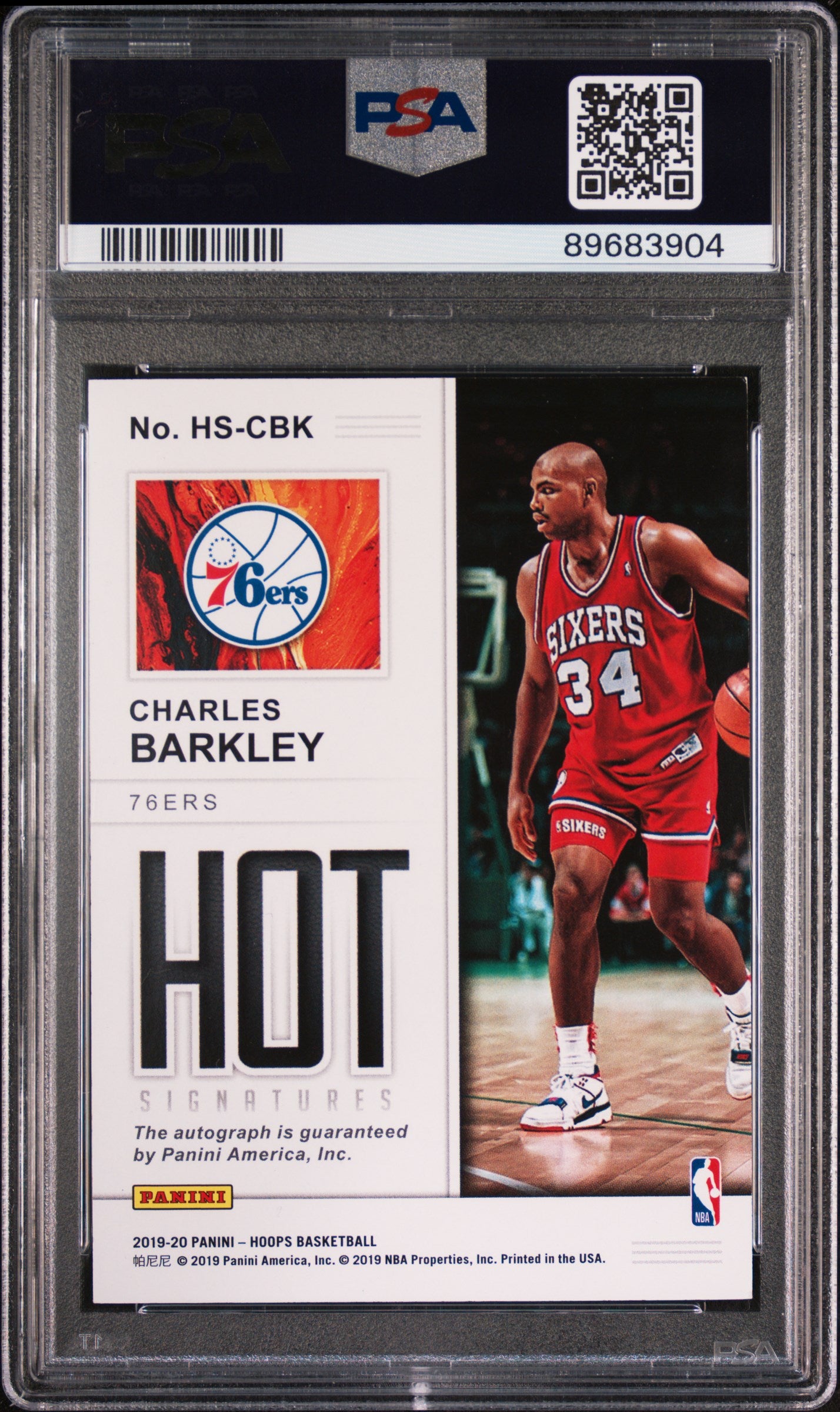 Charles Barkley 2019 Hoops Hot Signature Red Hot PSA 8