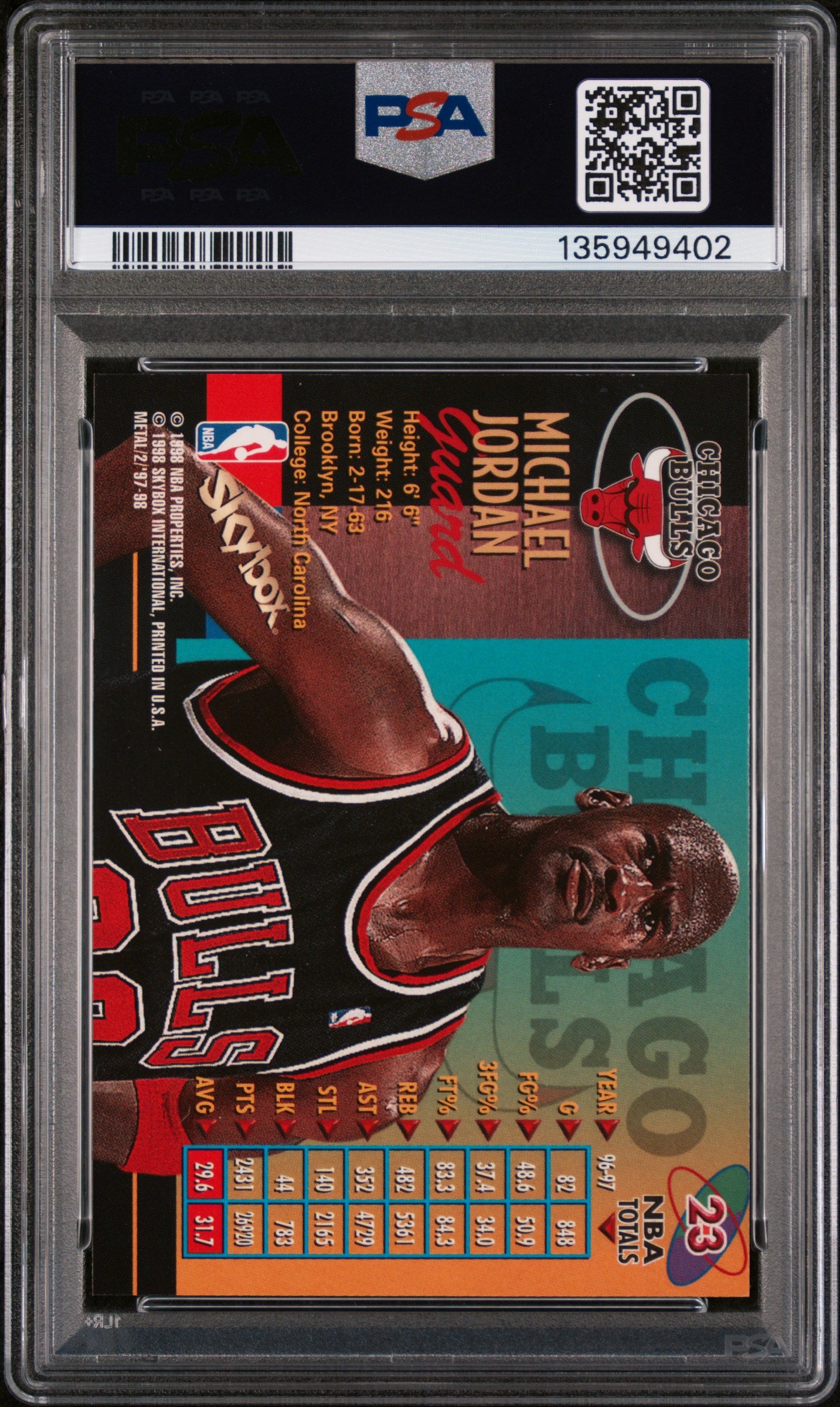 1997 Metal Universe Championship Basketball Michael Jordan #23 PSA 7