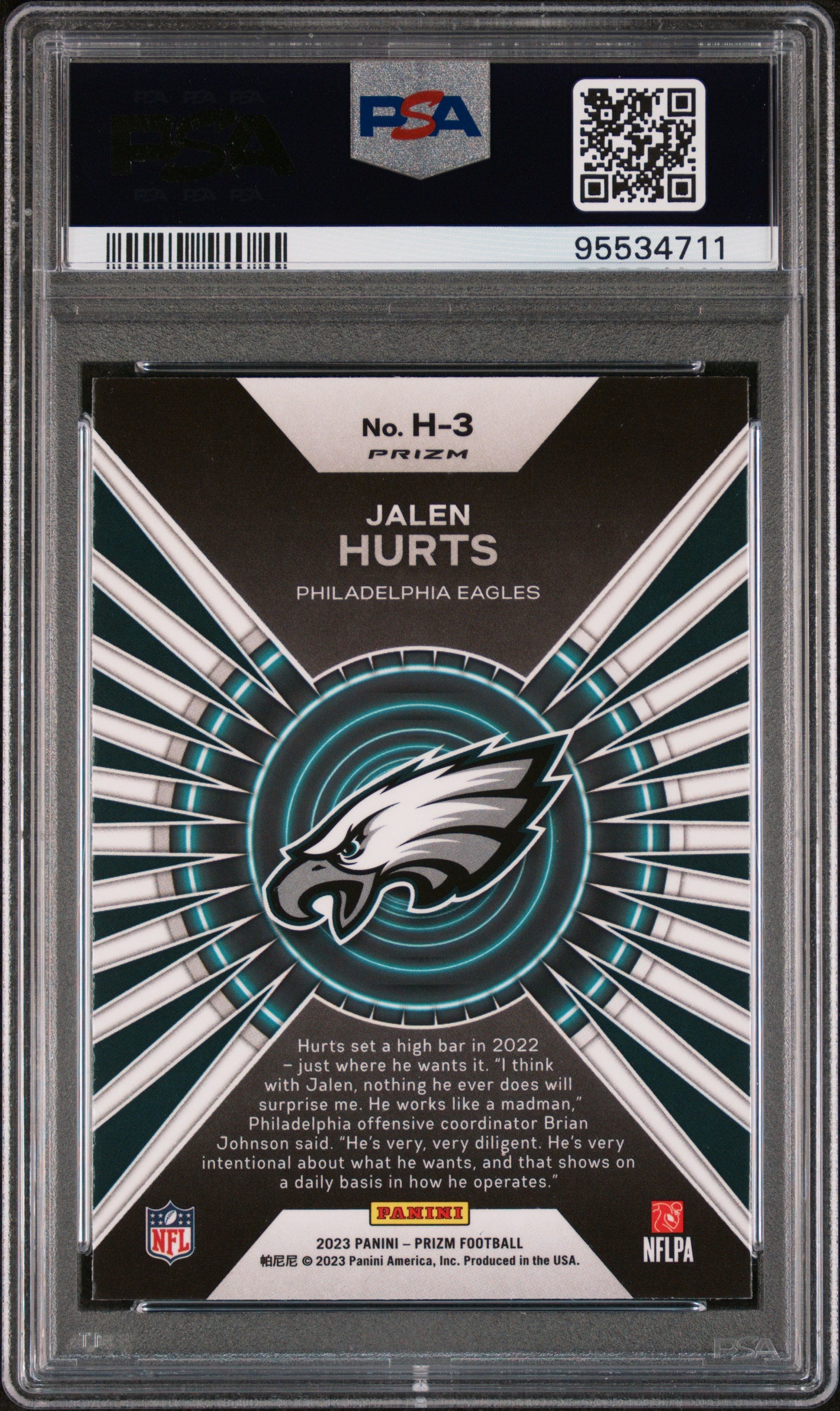 2023 Panini Prizm Hype Jalen Hurts #H3 Hype Green Prizm PSA 9