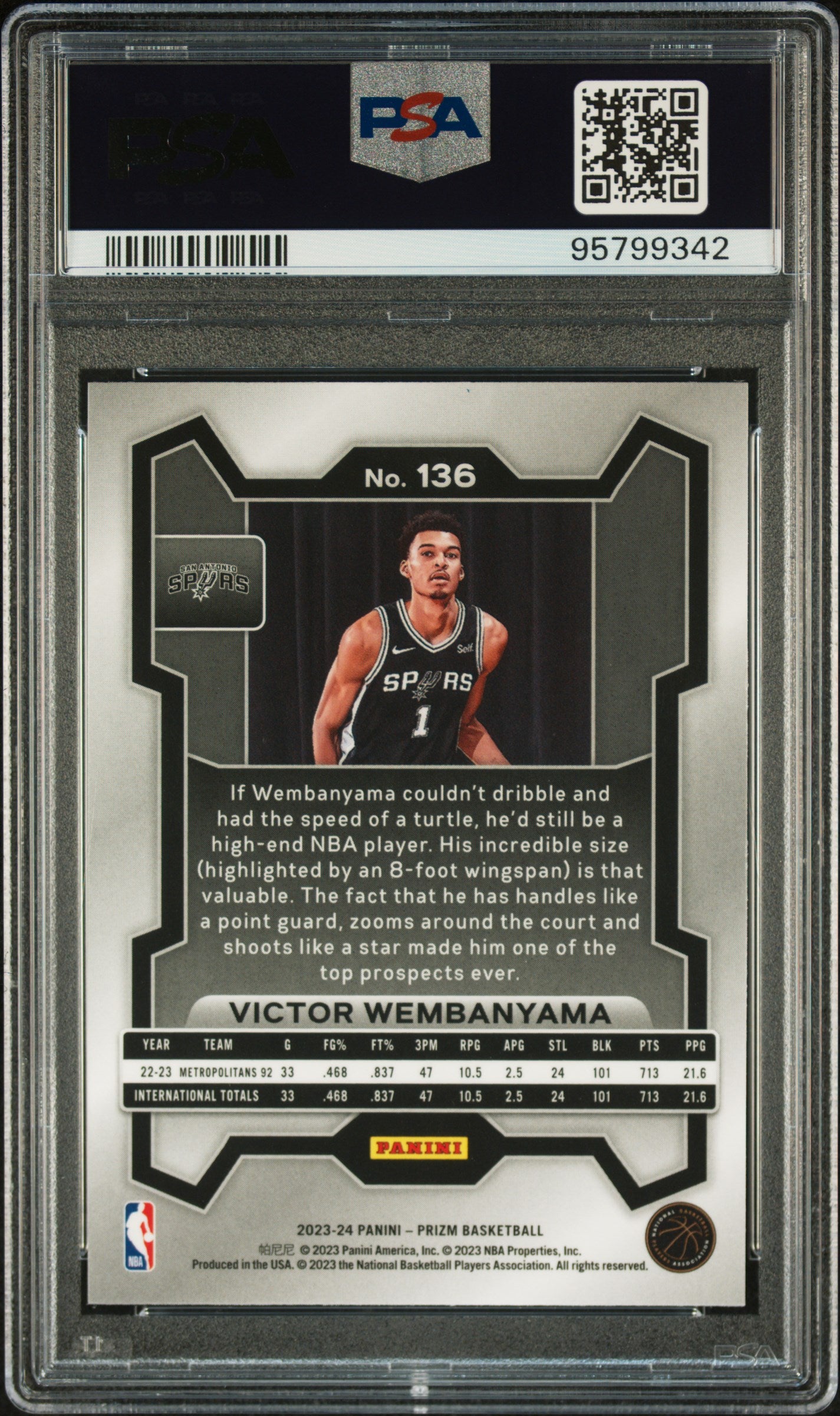 2023 Panini Prizm Victor Wembanyama #136 PSA 10