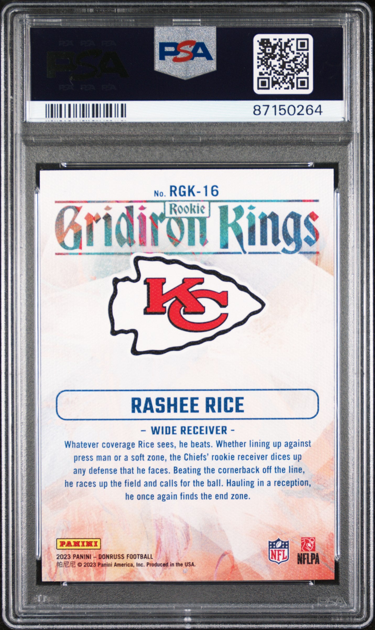 2023 Panini Donruss Rookie Gridiron Kings Rashee Rice #RGK16 PSA 10