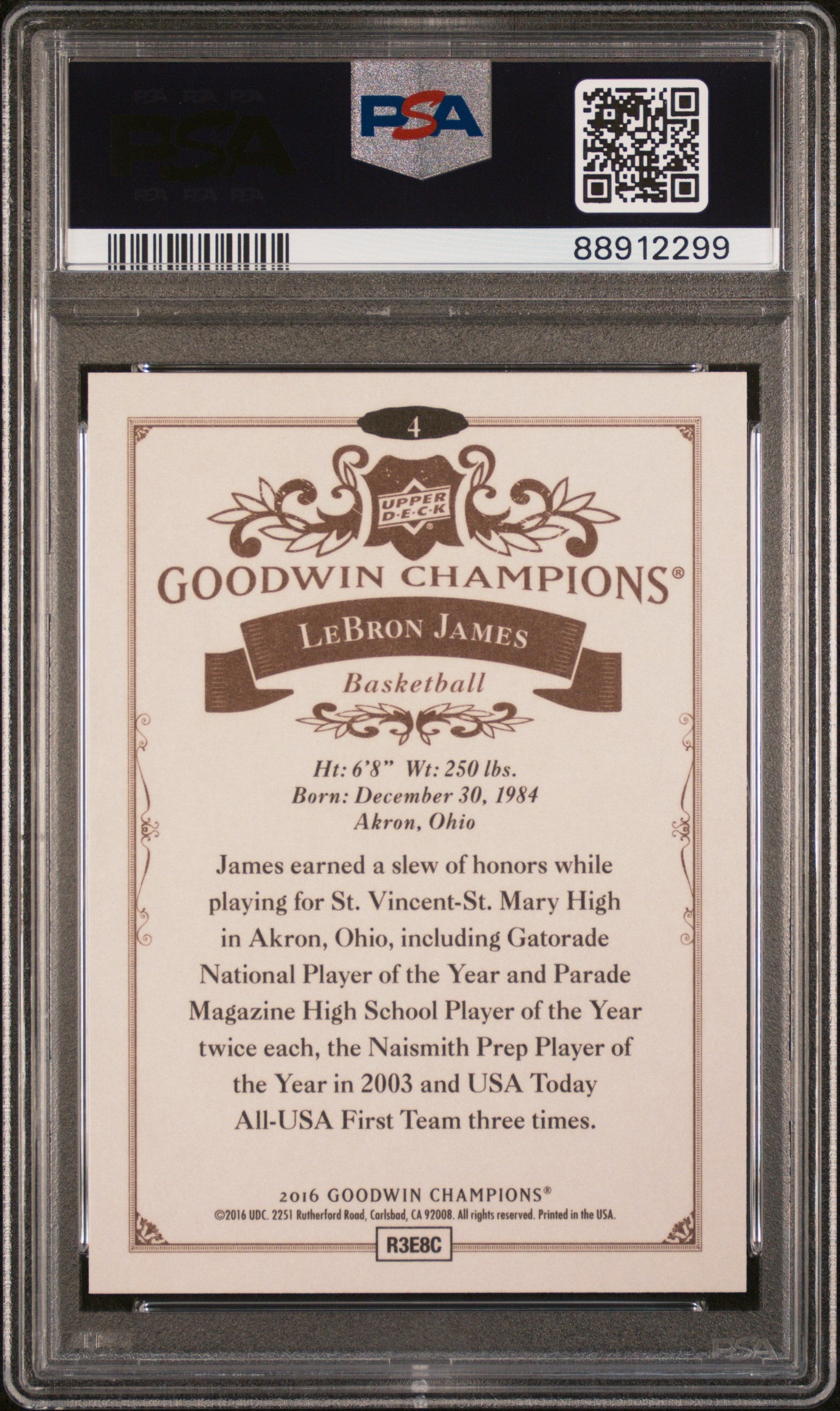 2016 Upper Deck Goodwin Champions #4 Lebron James PSA 10 ***