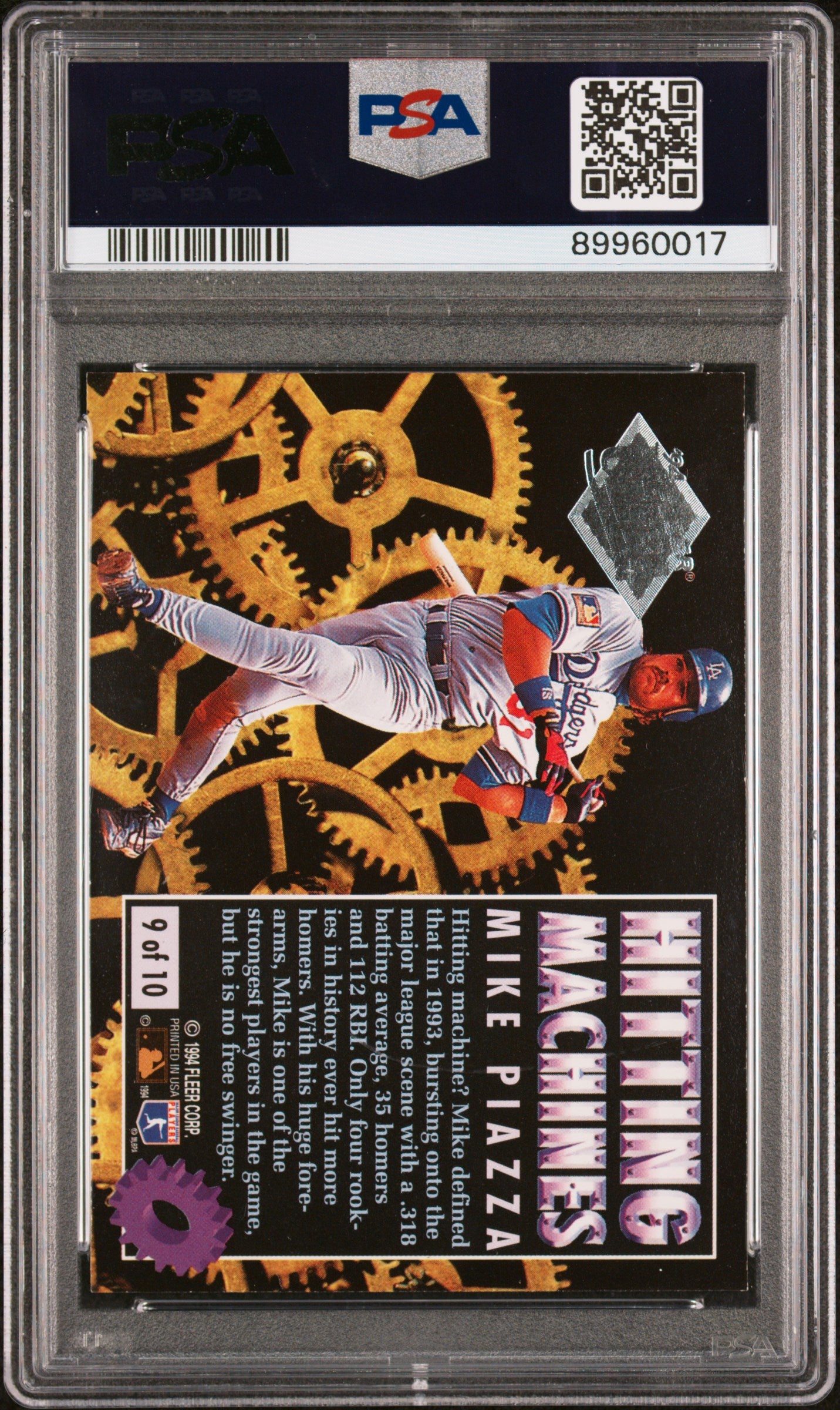 1994 Ultra Hitting Machines Mike Piazza #9 Hitting Machines PSA 8