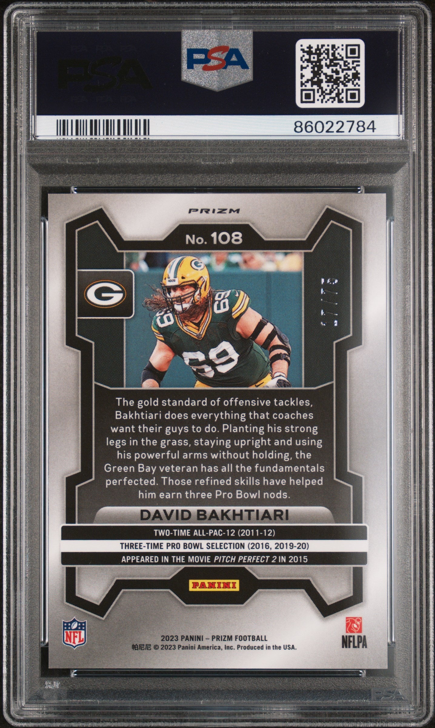 2023 Panini Prizm David Bakhtiari #108 Green Scope PSA 10