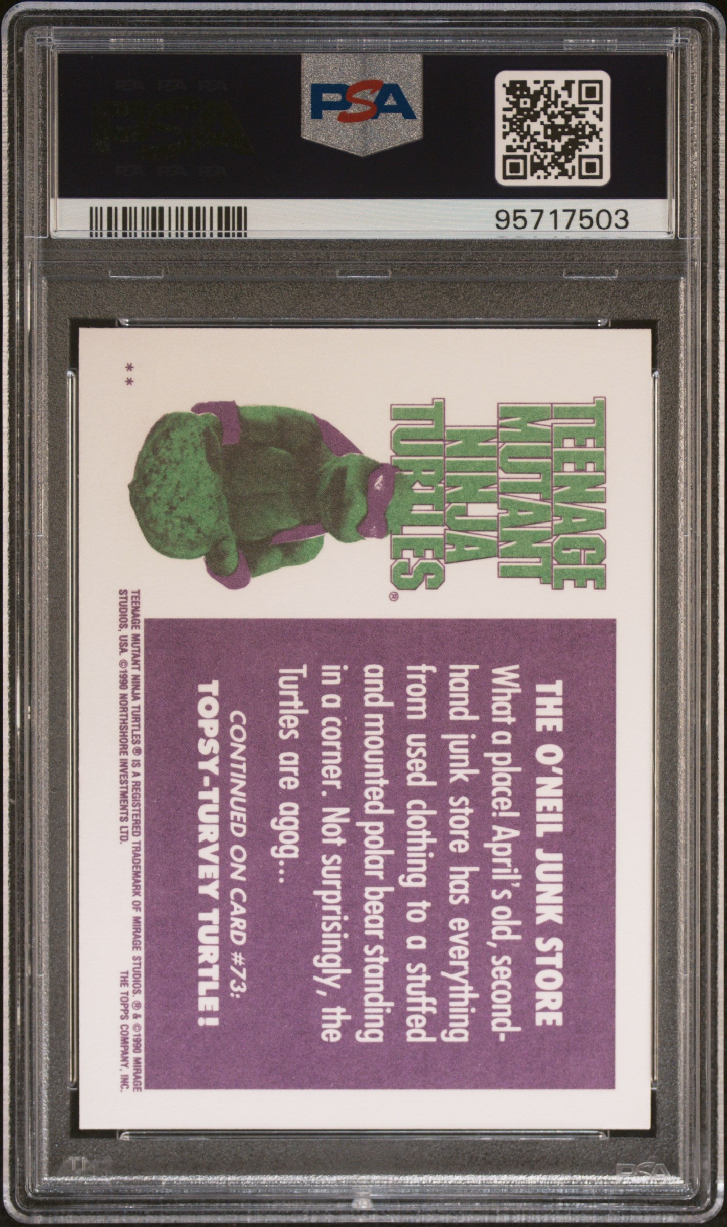 1990 Topps Teenage Mutant Ninja Turtles The O'neil Junk Store #72 PSA 9