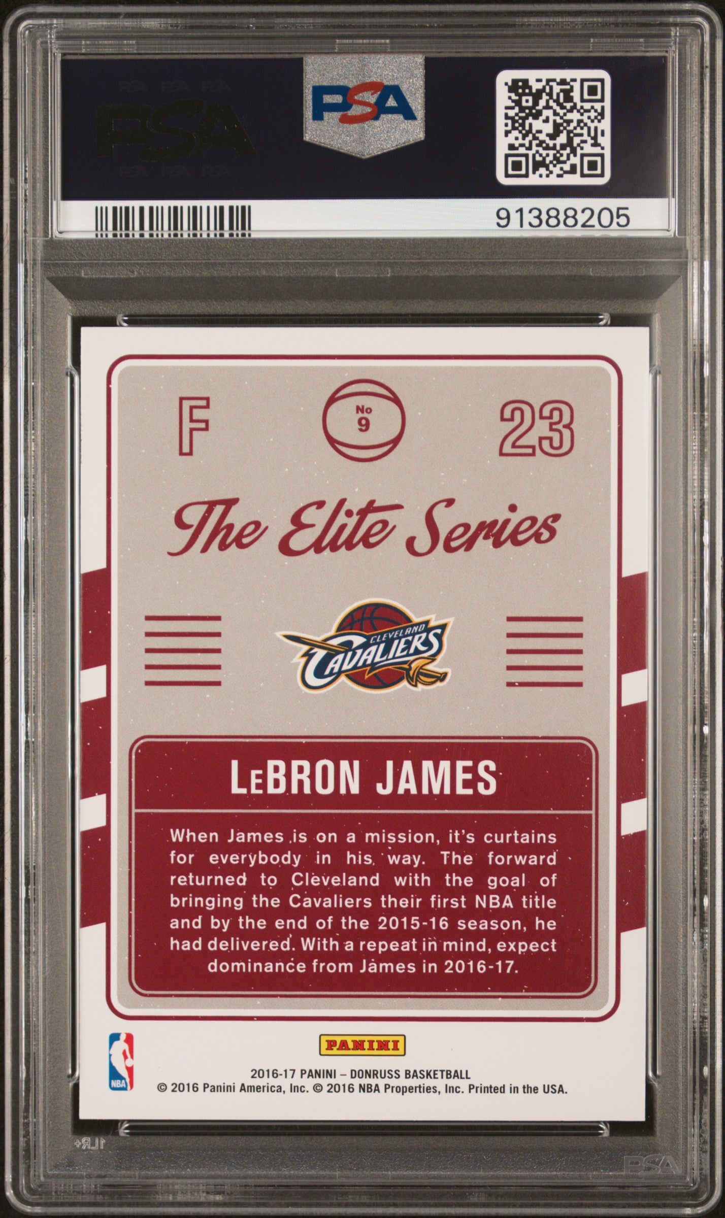 2016 Donruss the Elite Series Press Proof #9 Lebron James PSA 10 ***