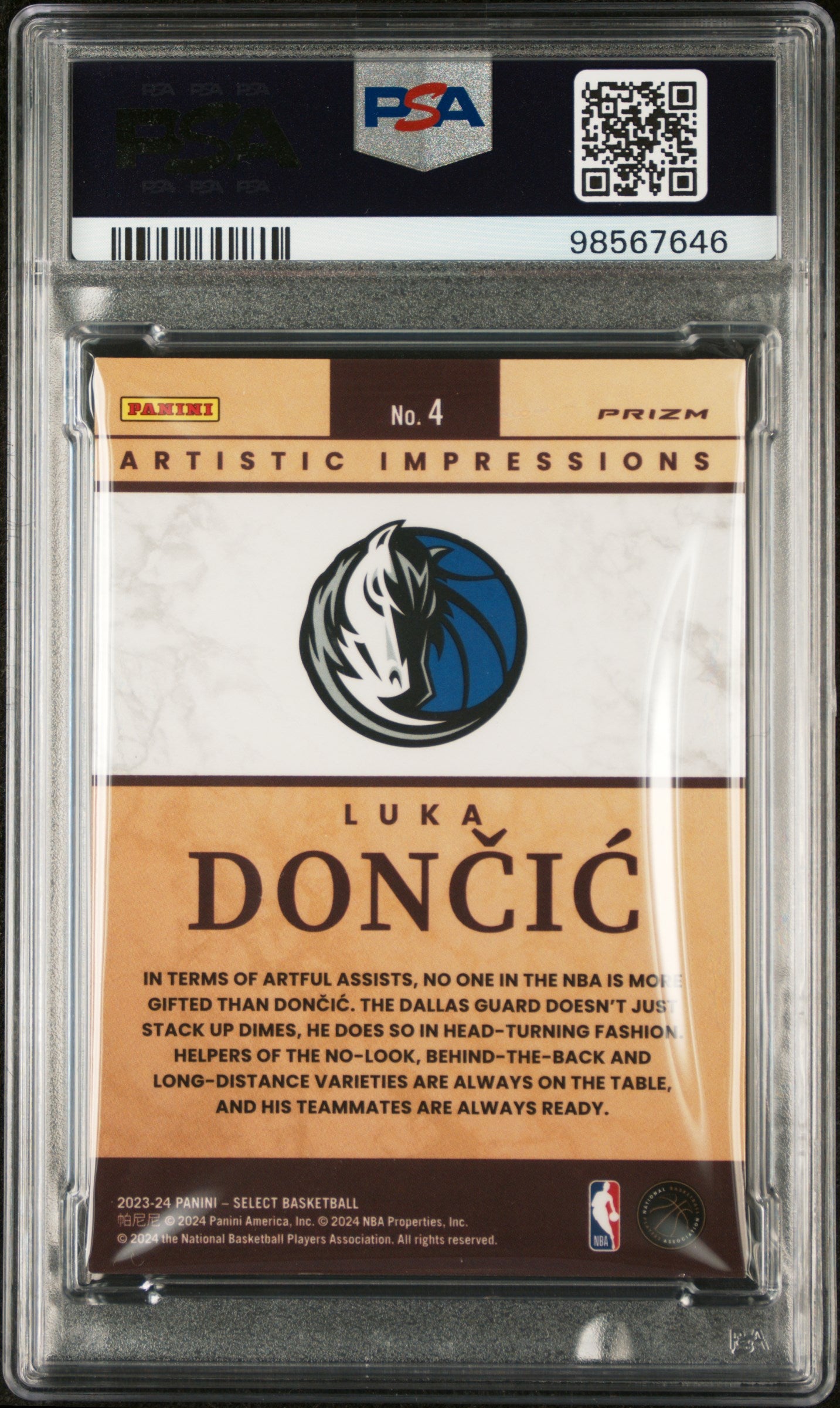 2023 Panini Select Artistic Selections Luka Doncic #4 PSA9