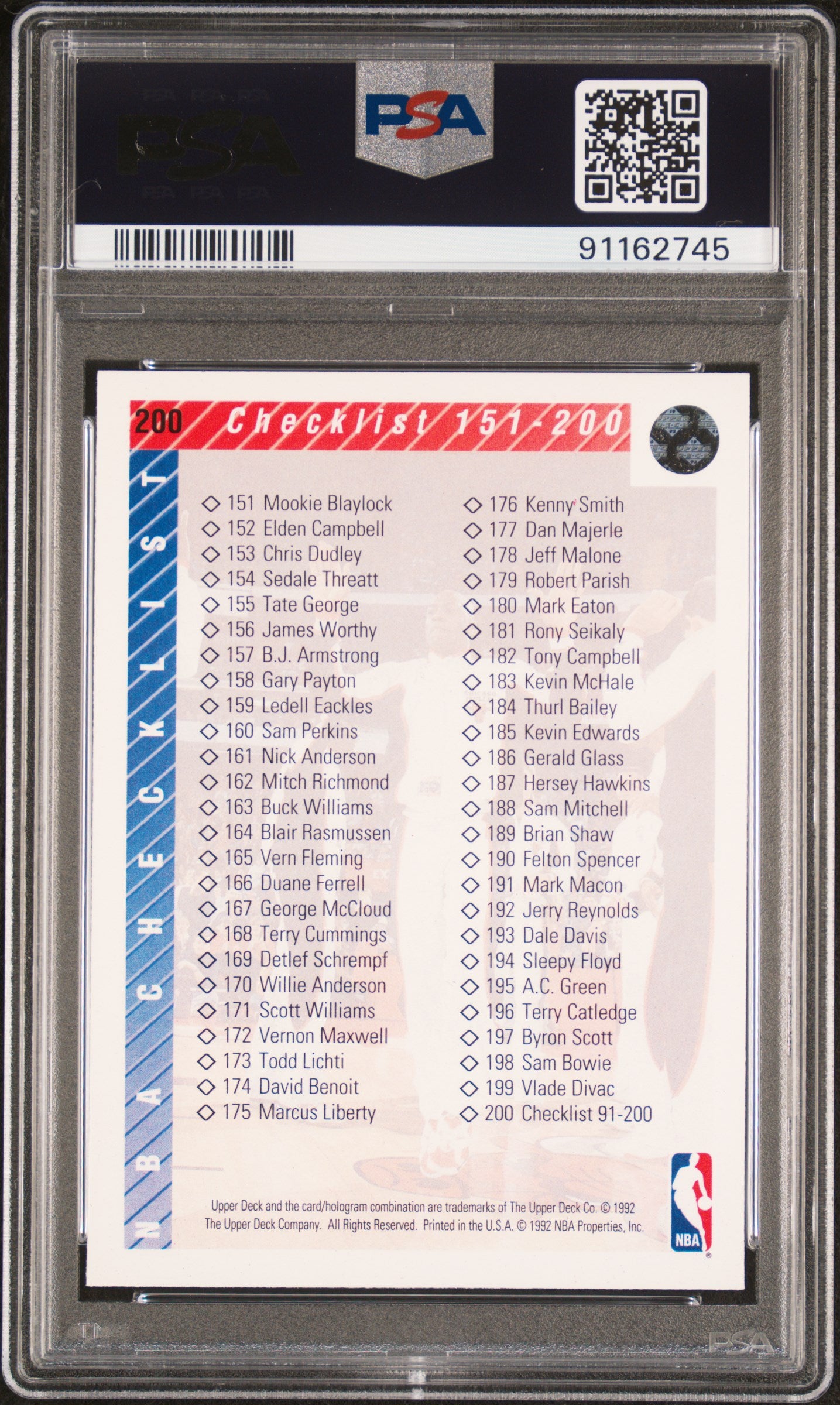 1992 Upper Deck Checklist 91-200 #200 Michael Jordan PSA 9