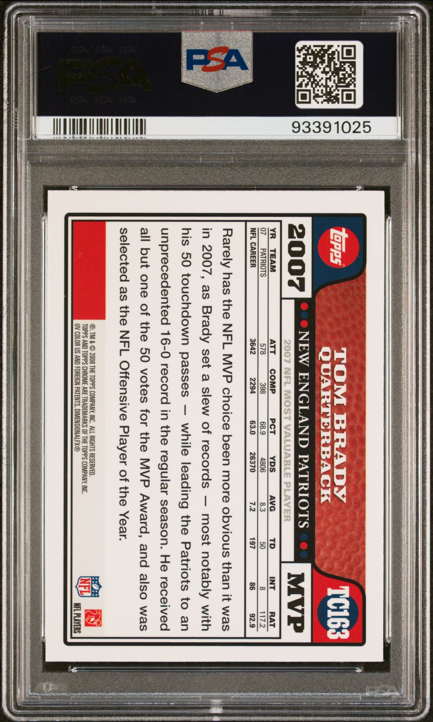 2008 Topps Chrome Tom Brady #TC163 PSA 9