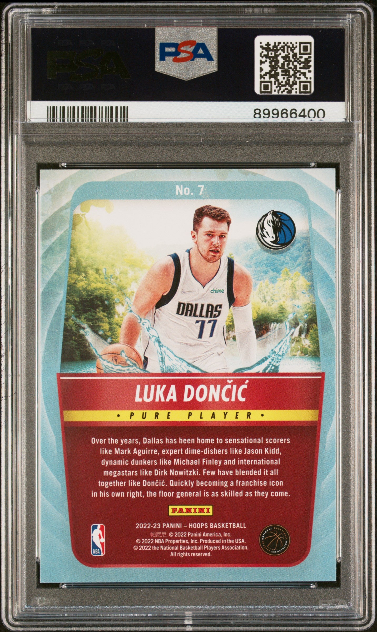 2022 Panini NBA Hoops Pure Players Luka Doncic #7 Pure Players PSA 9