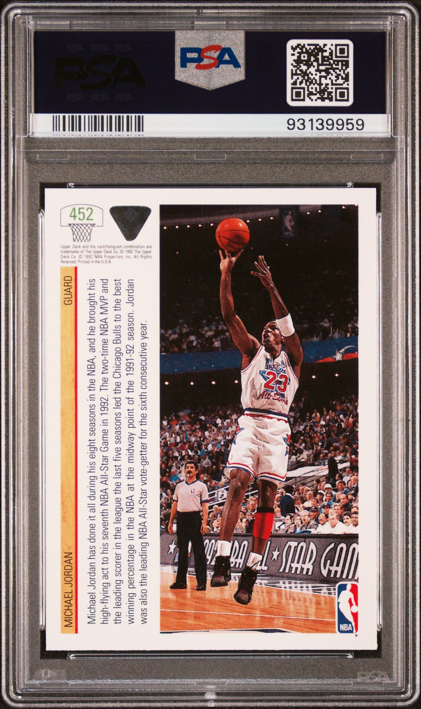 1991 Upper Deck #452 Michael Jordan Hof PSA 10