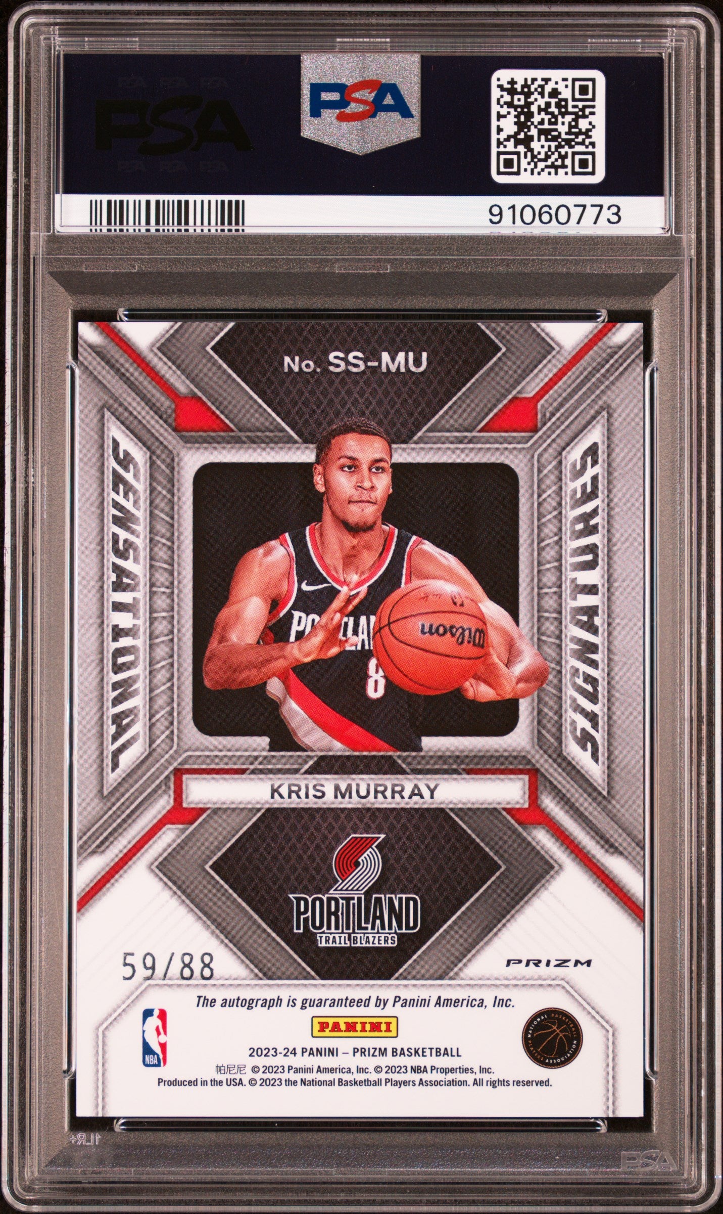 2023 Panini Prizm Sensational Signatures Kris Murray #SSMU Sensational SIG Choice PSA 10