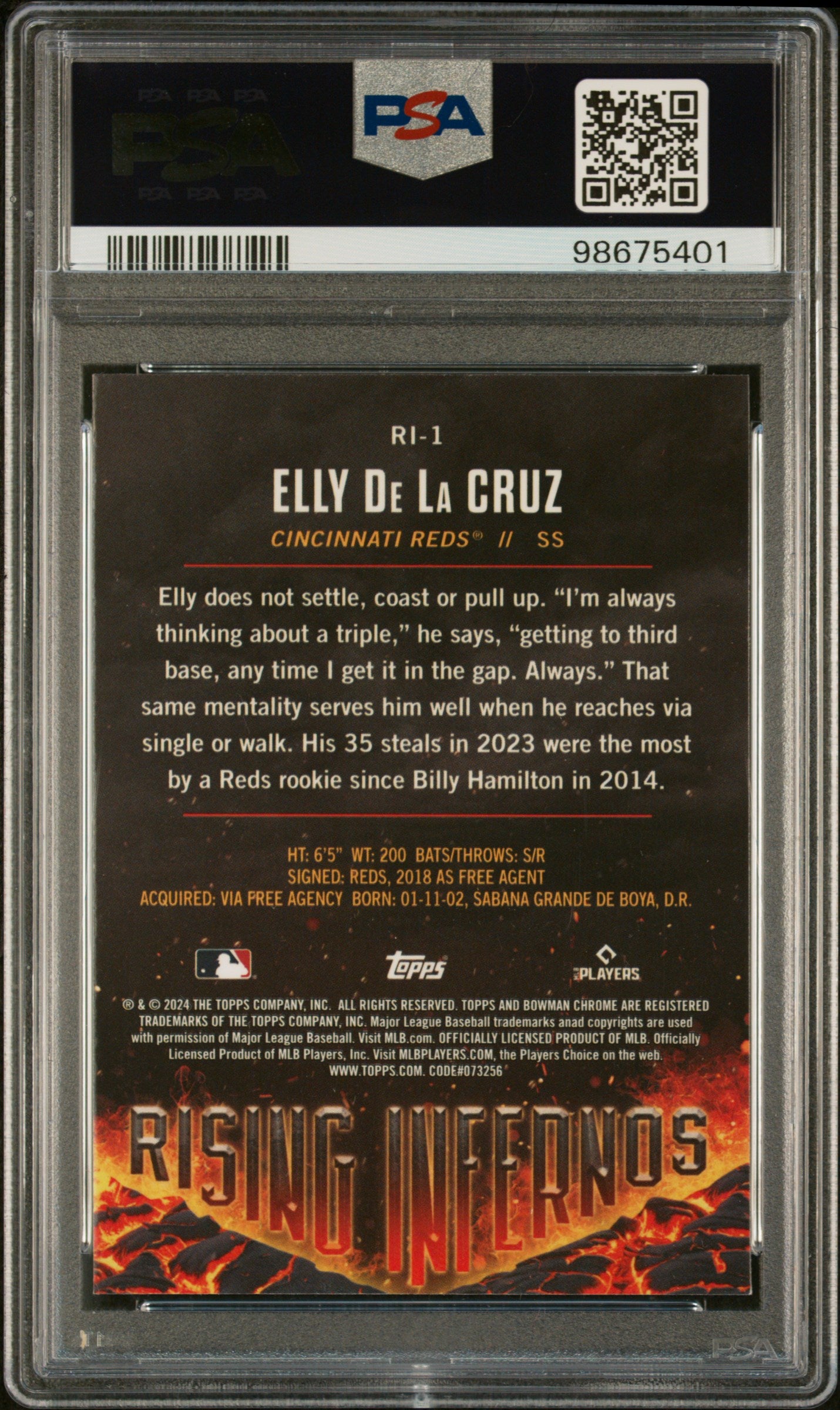 2024 Bowman Rising Infernos Elly De La Cruz #RI1 PSA 9