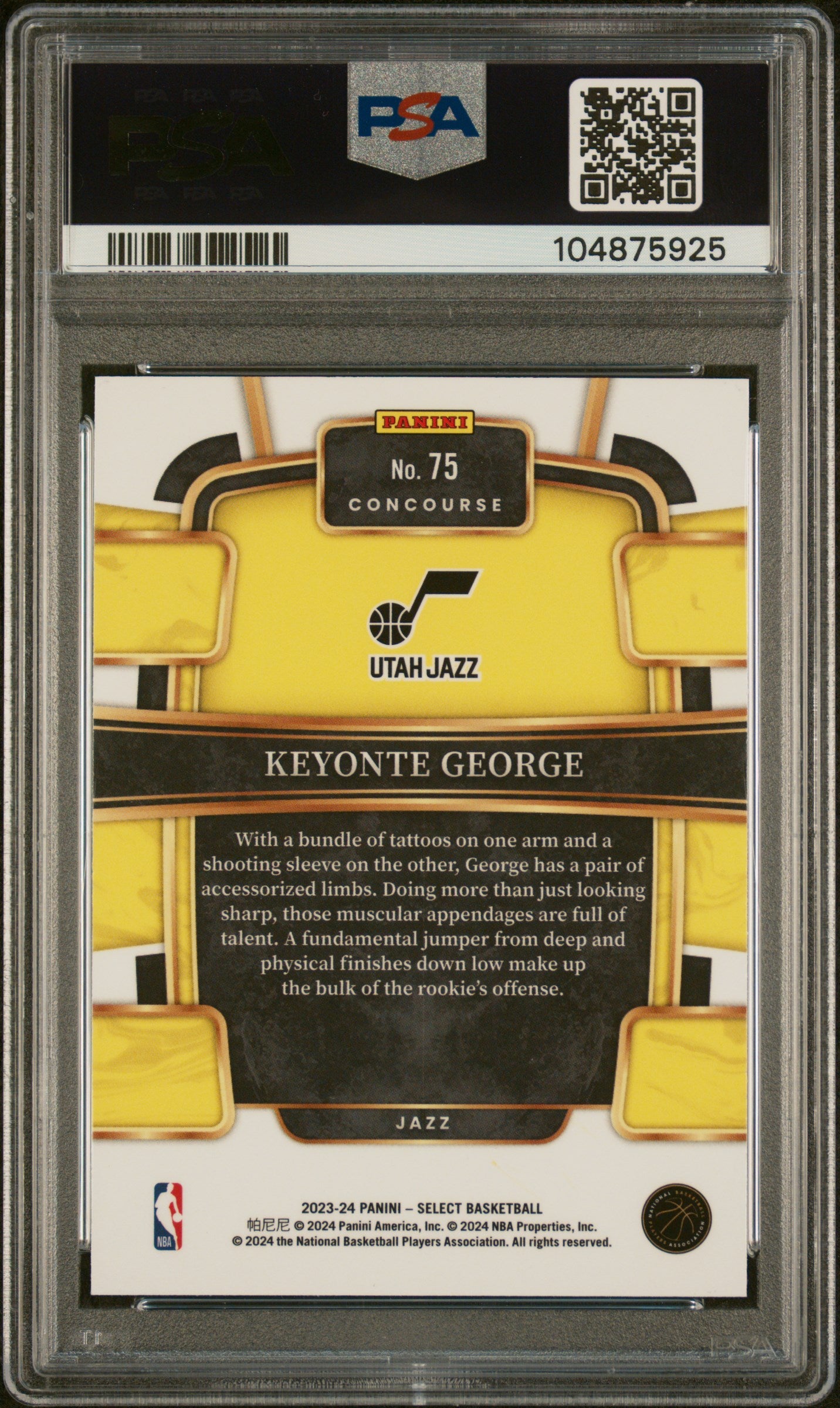 2023 Panini Select Keyonte George #75 PSA 9