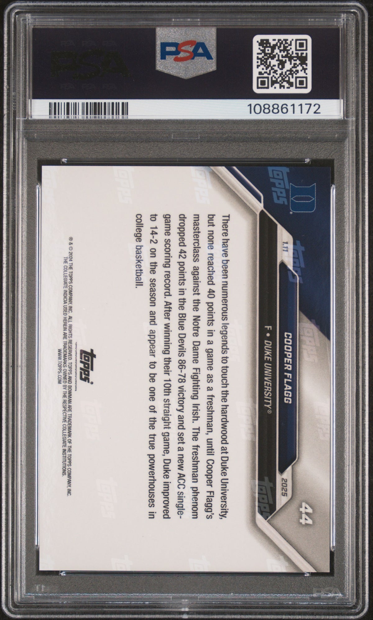 2024 Bowman U Now Basketball Cooper Flagg #44 PSA 10
