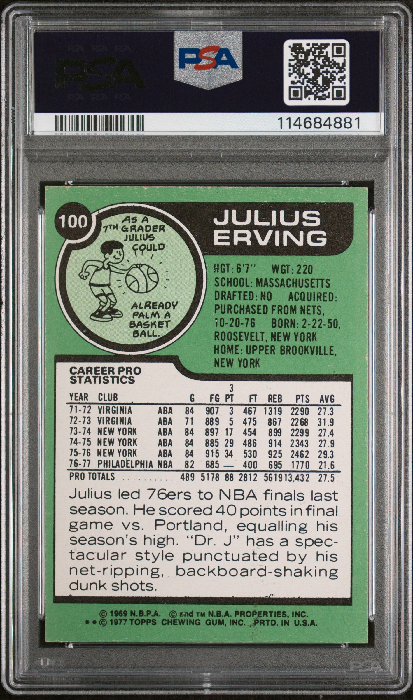 1977 Topps Julius Erving #100 PSA 5
