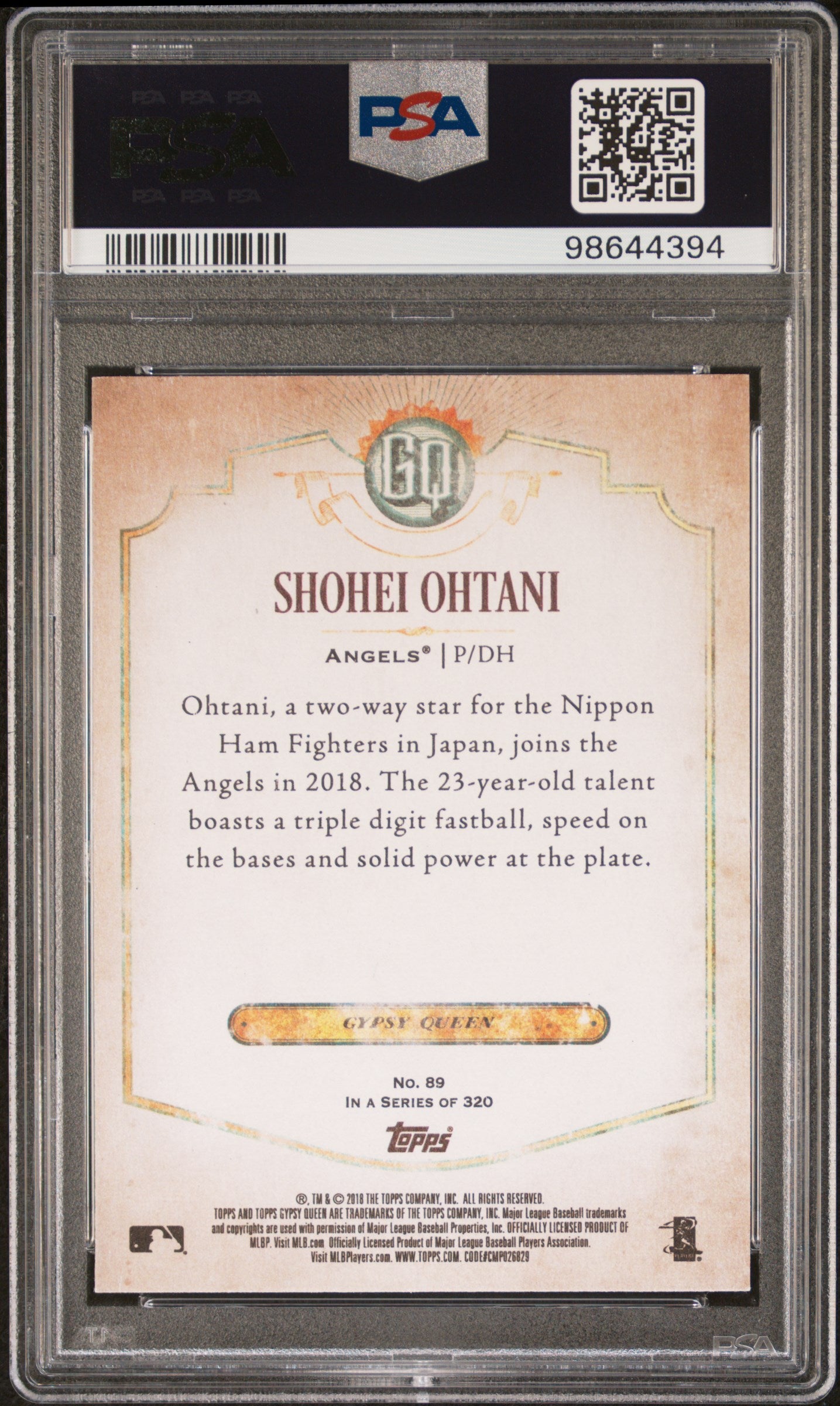 2018 Topps Gypsy Queen Shohei Ohtani #89 PSA10