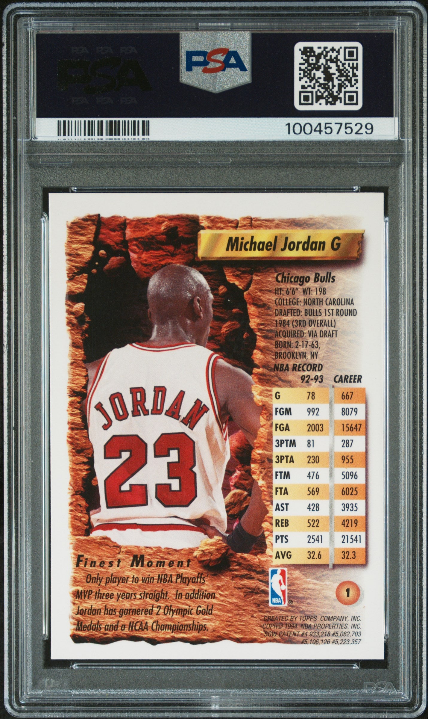 1993 Finest Basketball Michael Jordan #1 PSA 9