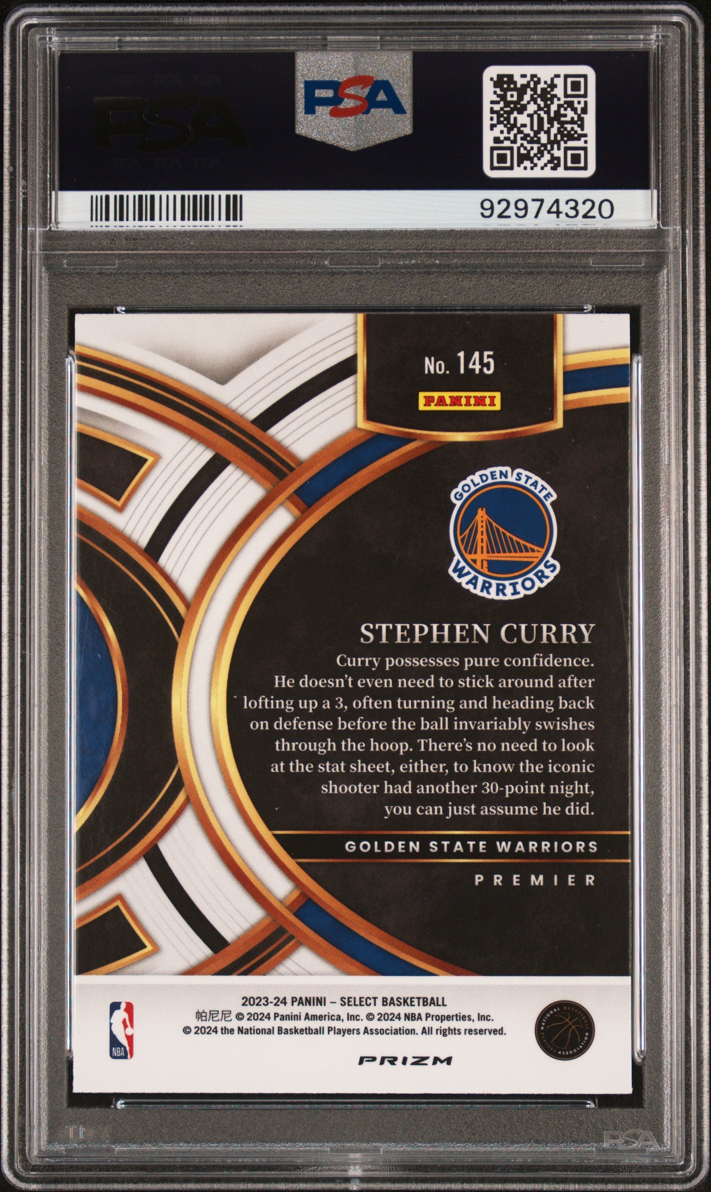 2023 Panini Select Stephen Curry #145 Scope PSA 9