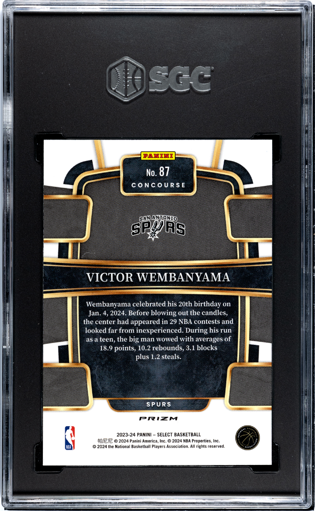 2023 Panini Select Basketball Victor Wembanyama #87 Red Cracked Ice Prizm SGC 9.5