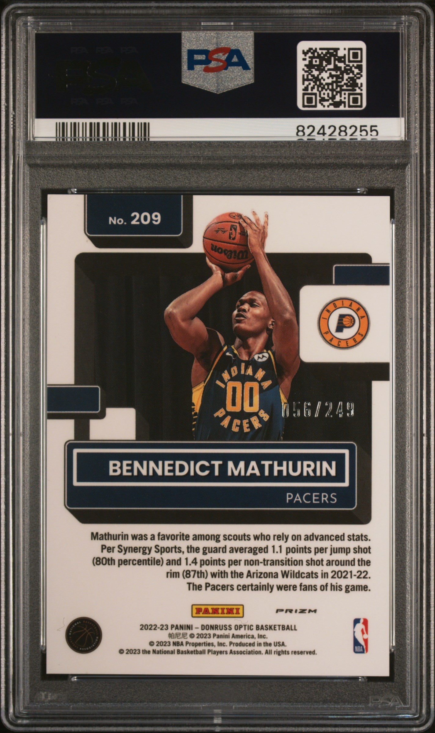 2022 Panini Donruss Optic Premium Box Bennedict Mathurin 209 PSA 10