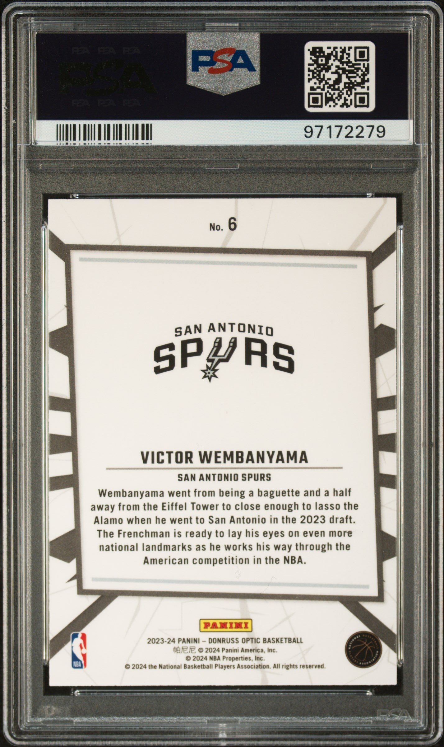 2023 Panini Donruss Optic My House Basketball Victor Wembanyama #6 PSA 10