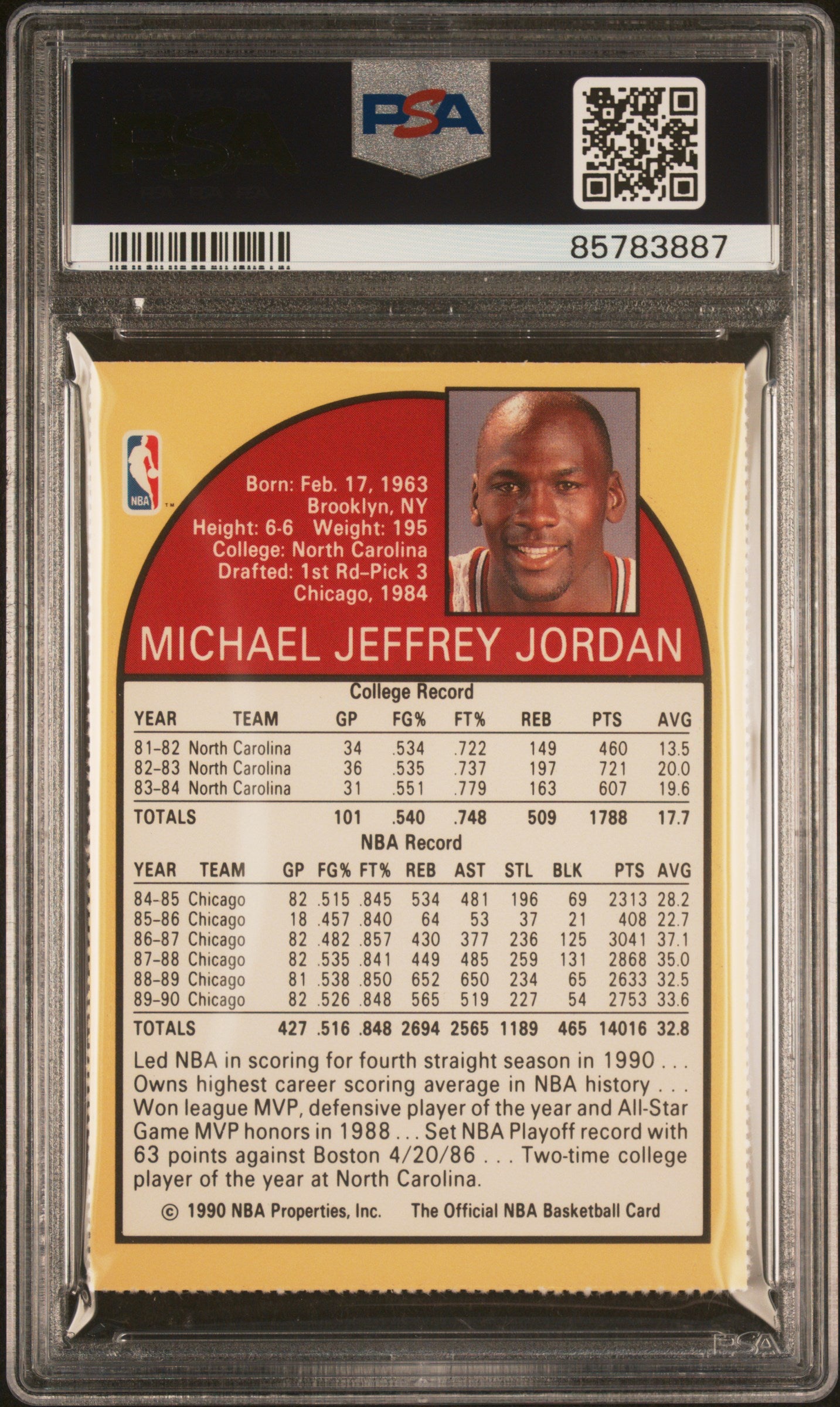 1990 Hoops Team Night Sheets Perforated Michael Jordan Hof PSA 9