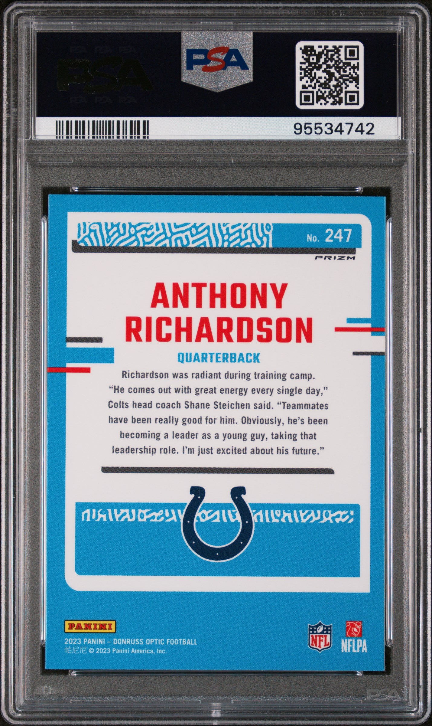 2023 Panini Donruss Optic Anthony Richardson #247 Pink PSA 10