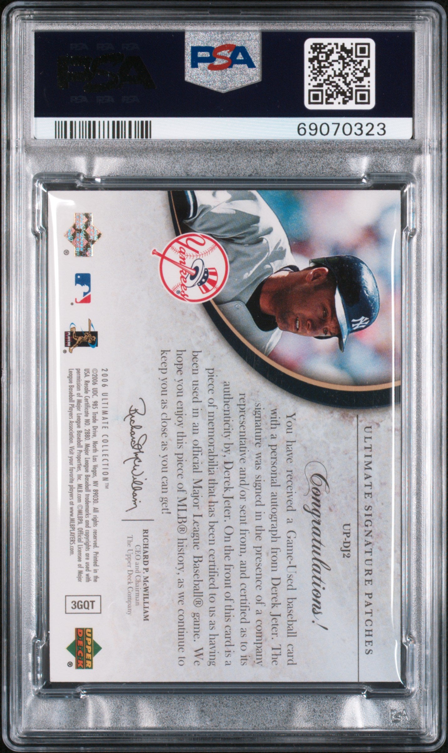 Derek Jeter 2006 Ultimate Patch Autograph /10 PSA 8 DNA 10