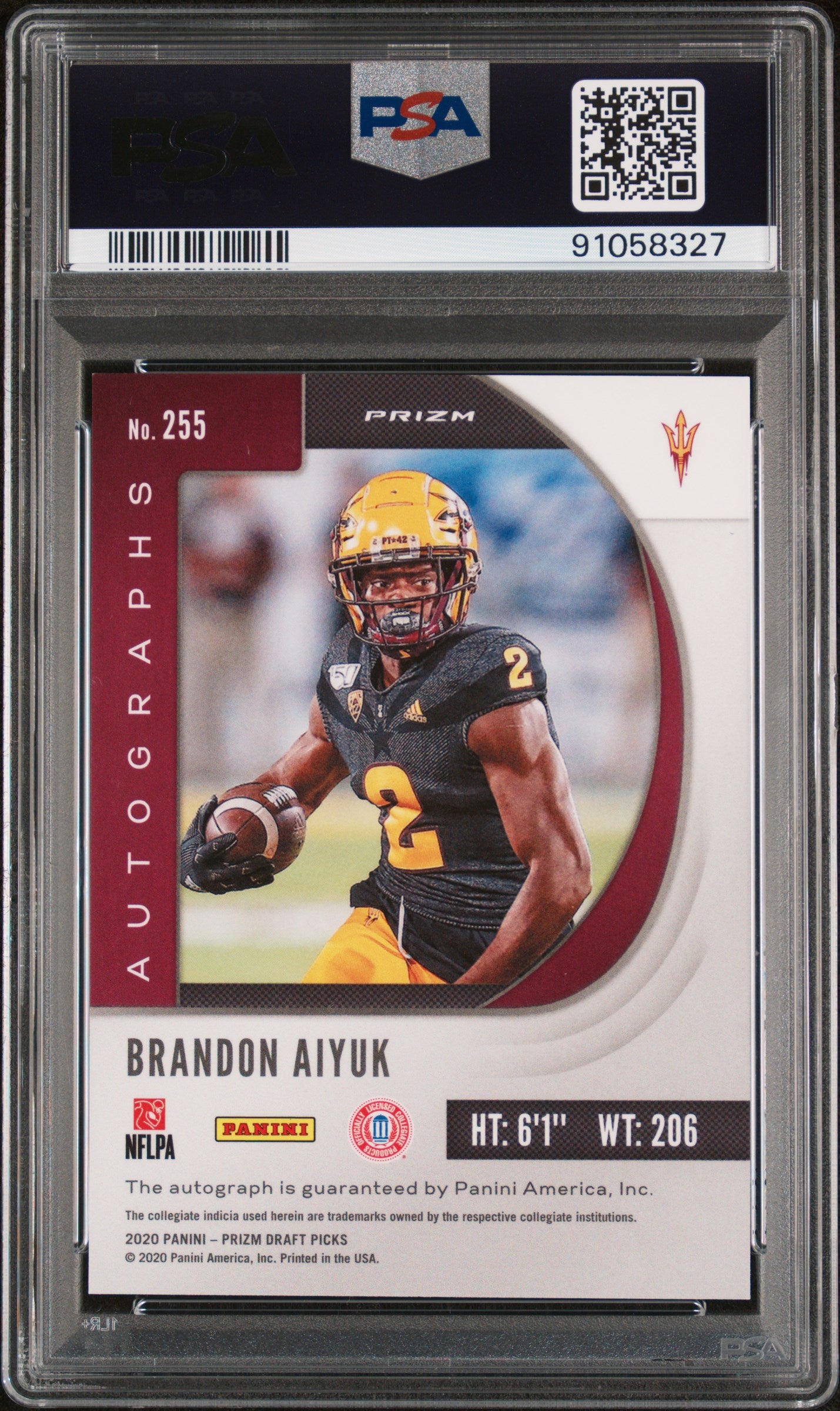 2020 Panini Prizm Draft Picks Brandon Aiyuk #255 Autograph Green Prizm PSA 10