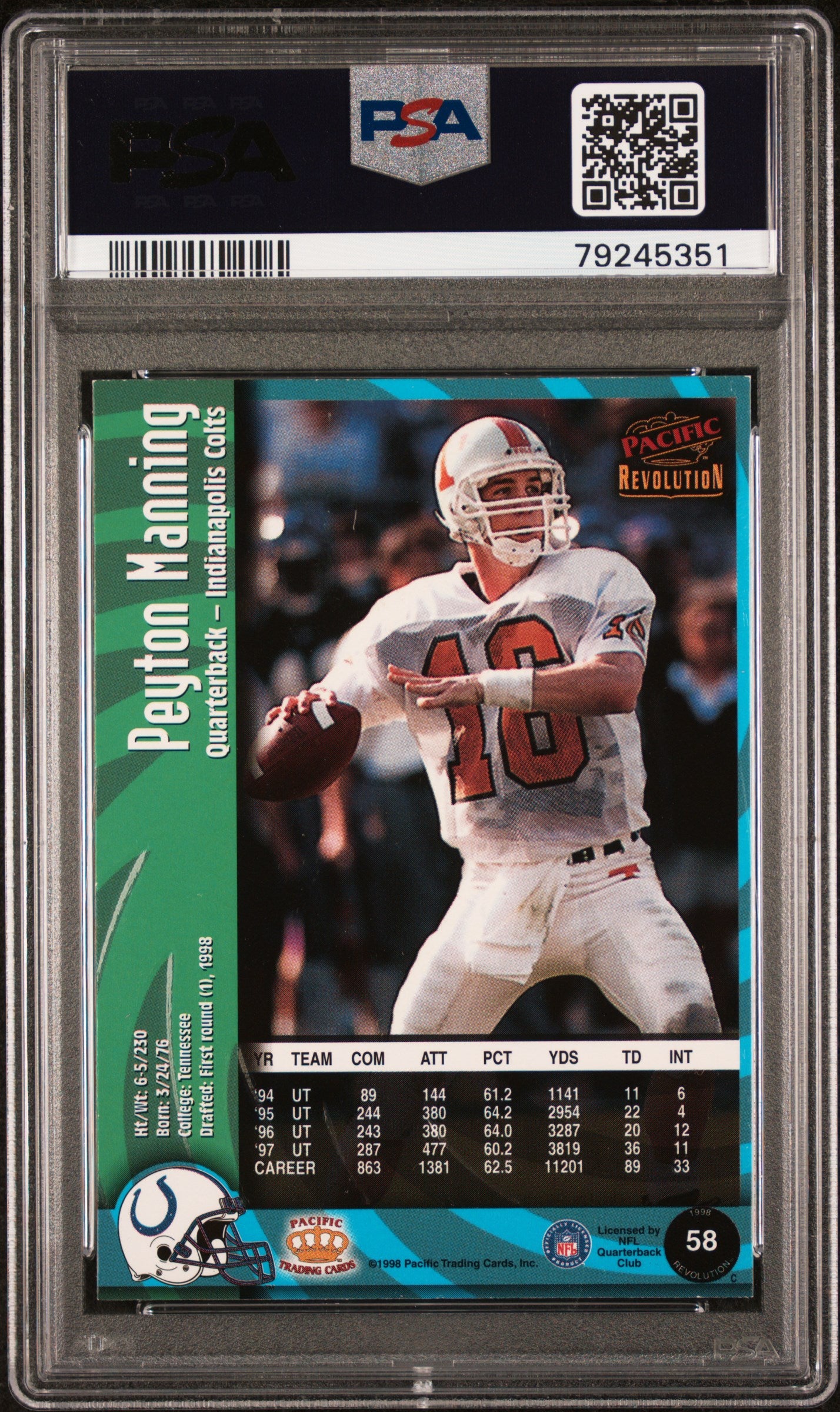 1998 Pacific Revolution Peyton Manning #58 PSA8