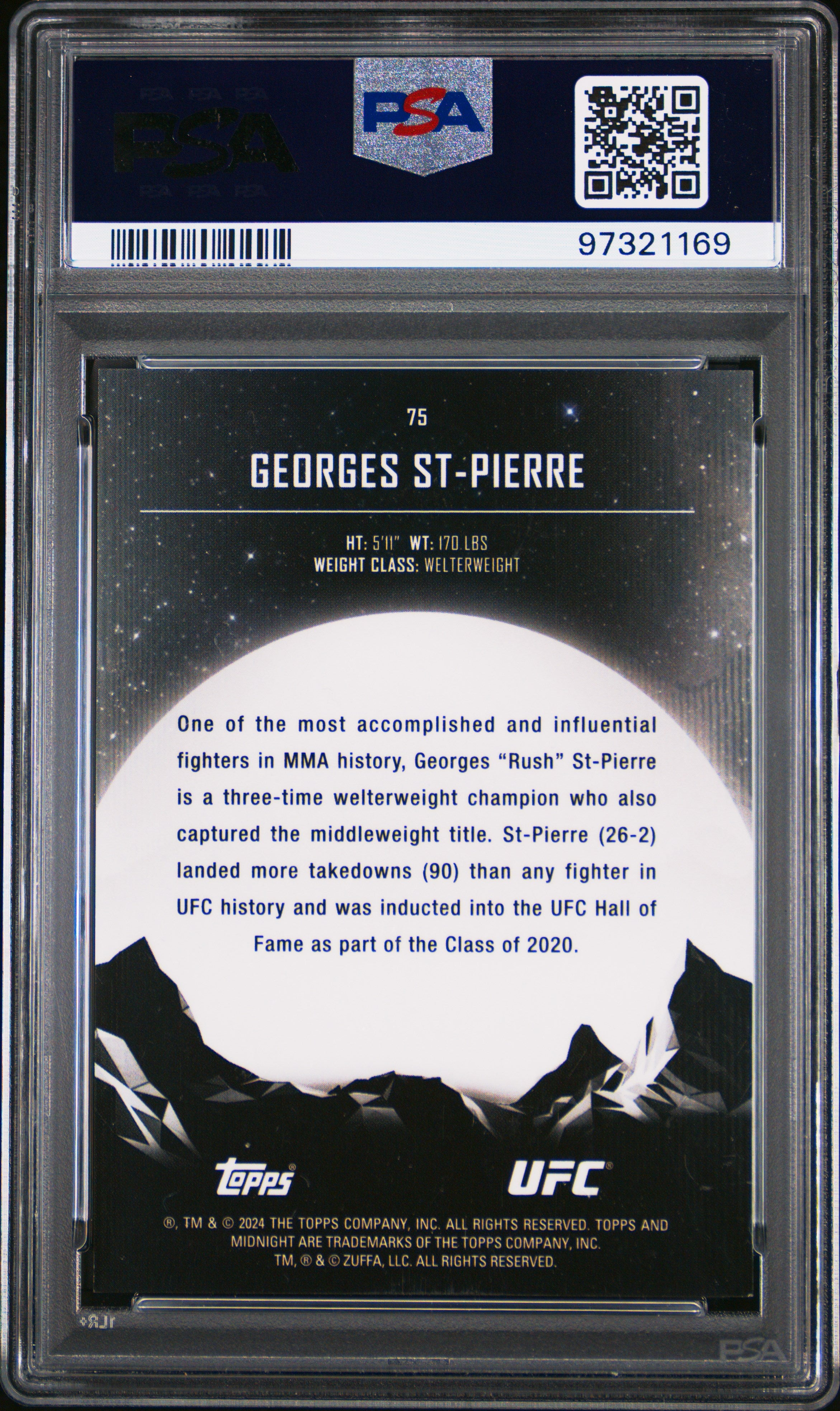 2024 Topps Midnight UFC Georges ST-Pierre #75 Twilight PSA 8