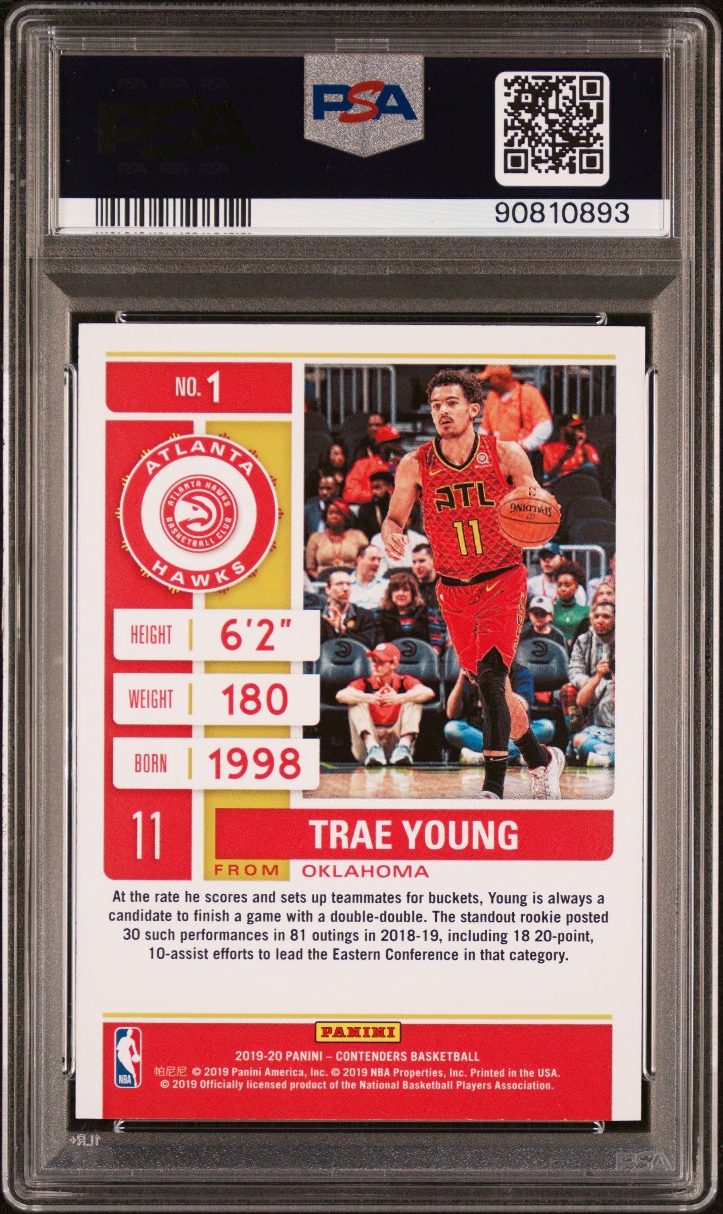 2019 Panini Contenders Trae Young #1 Game Ticket Blue Foil PSA 10